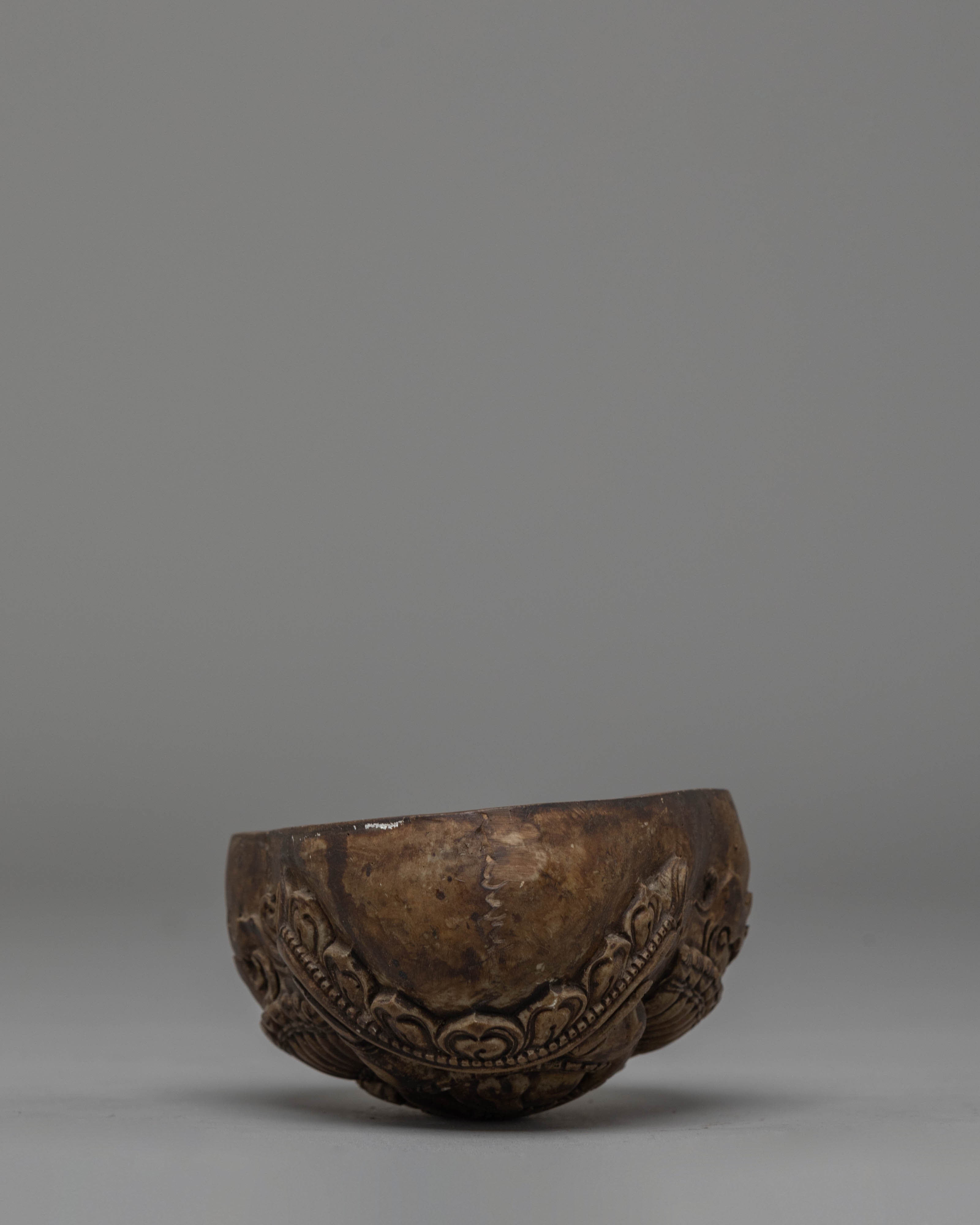 Kapala Sacred Vessel | Ritual Offering Bowl with Yamantaka Deity Carving