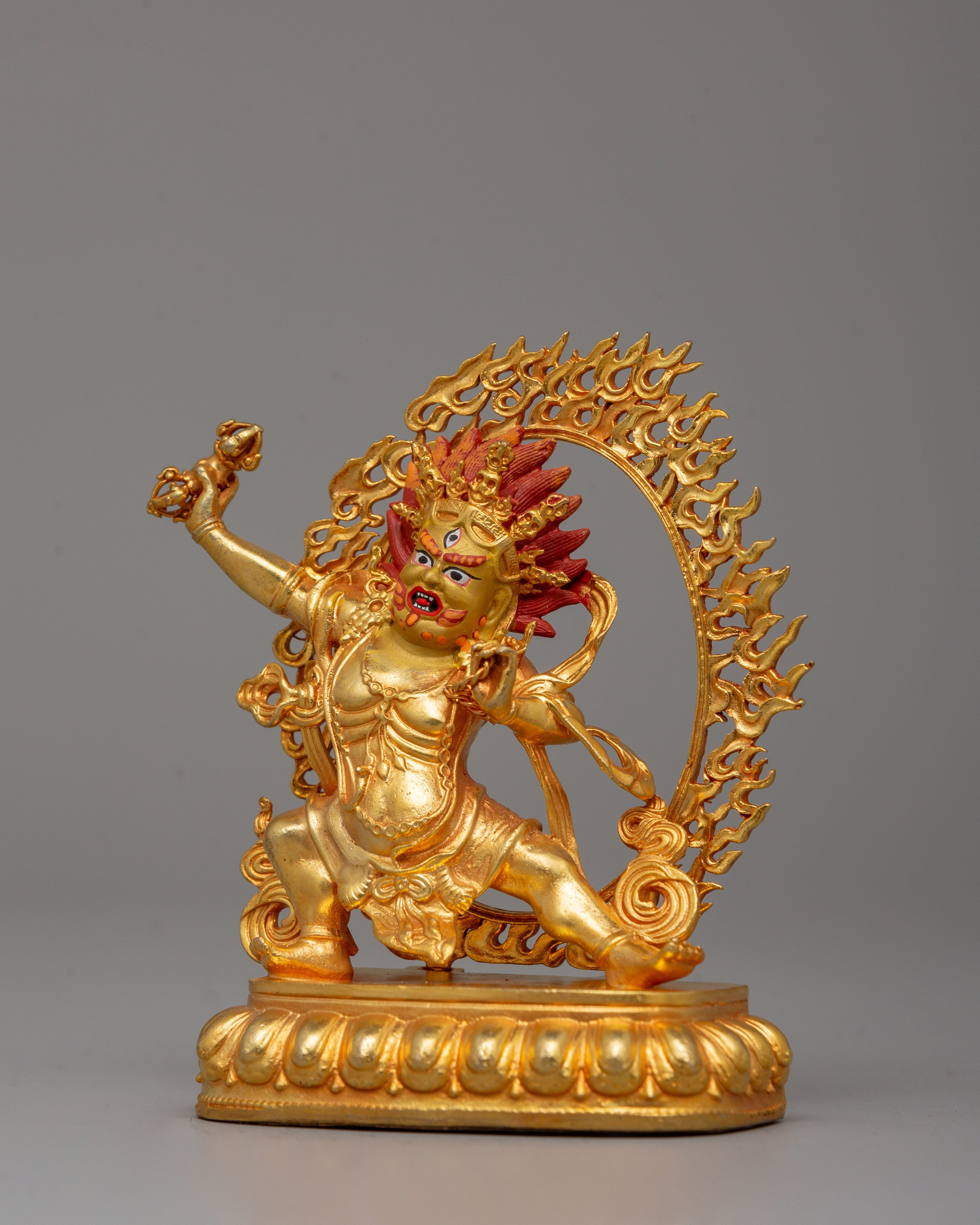 Gold Plated Vajrapani Statue | Handcrafted Buddhist Protector Deity