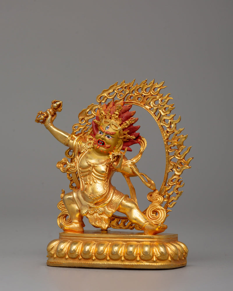 Gold Plated Vajrapani Statue | Handcrafted Buddhist Protector Deity