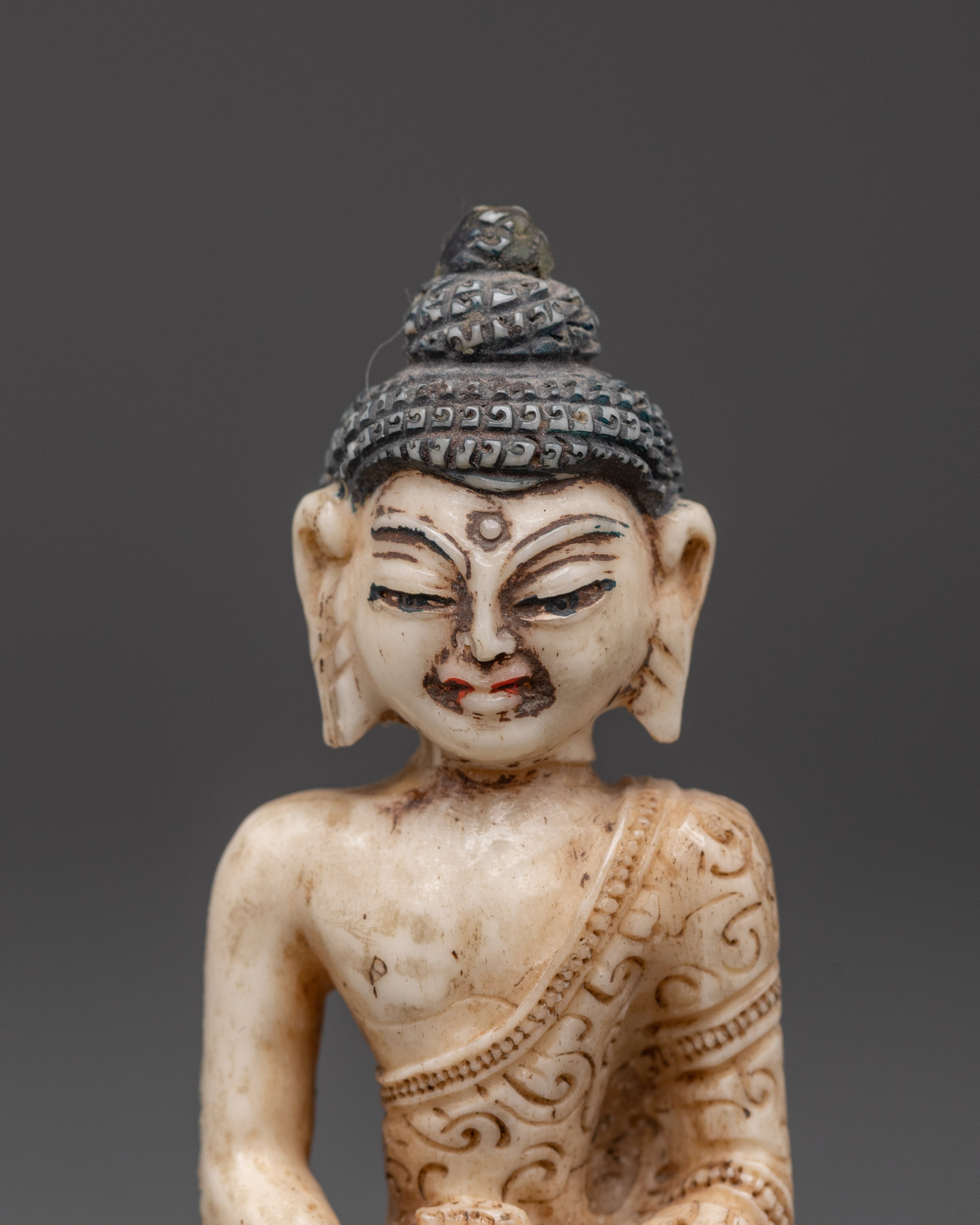 Ethically Sourced Yak Bone Amitabha Buddha Statue | Buddhist Altar Sculpture