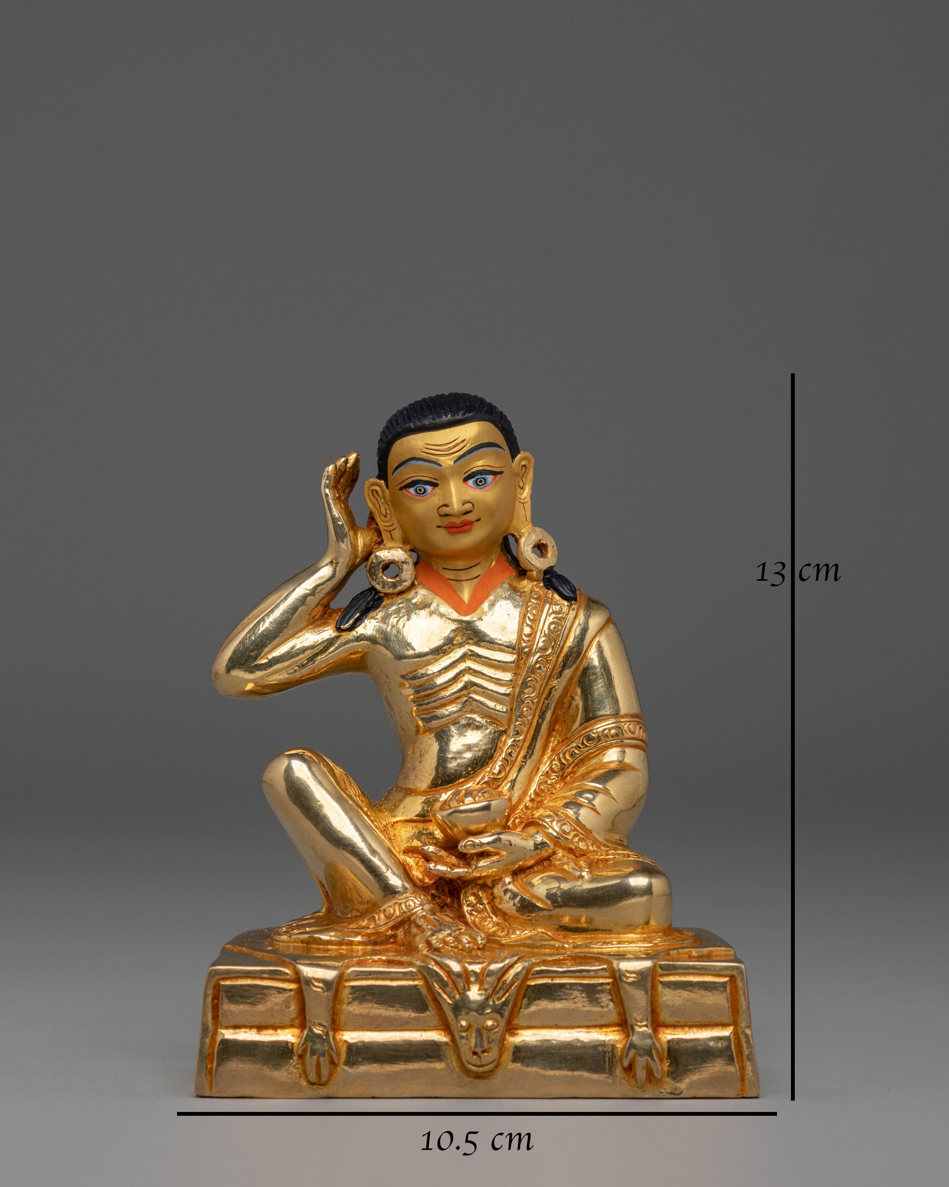 Sacred Milarepa Meditation Statue | Gold Plated Copper Figurine