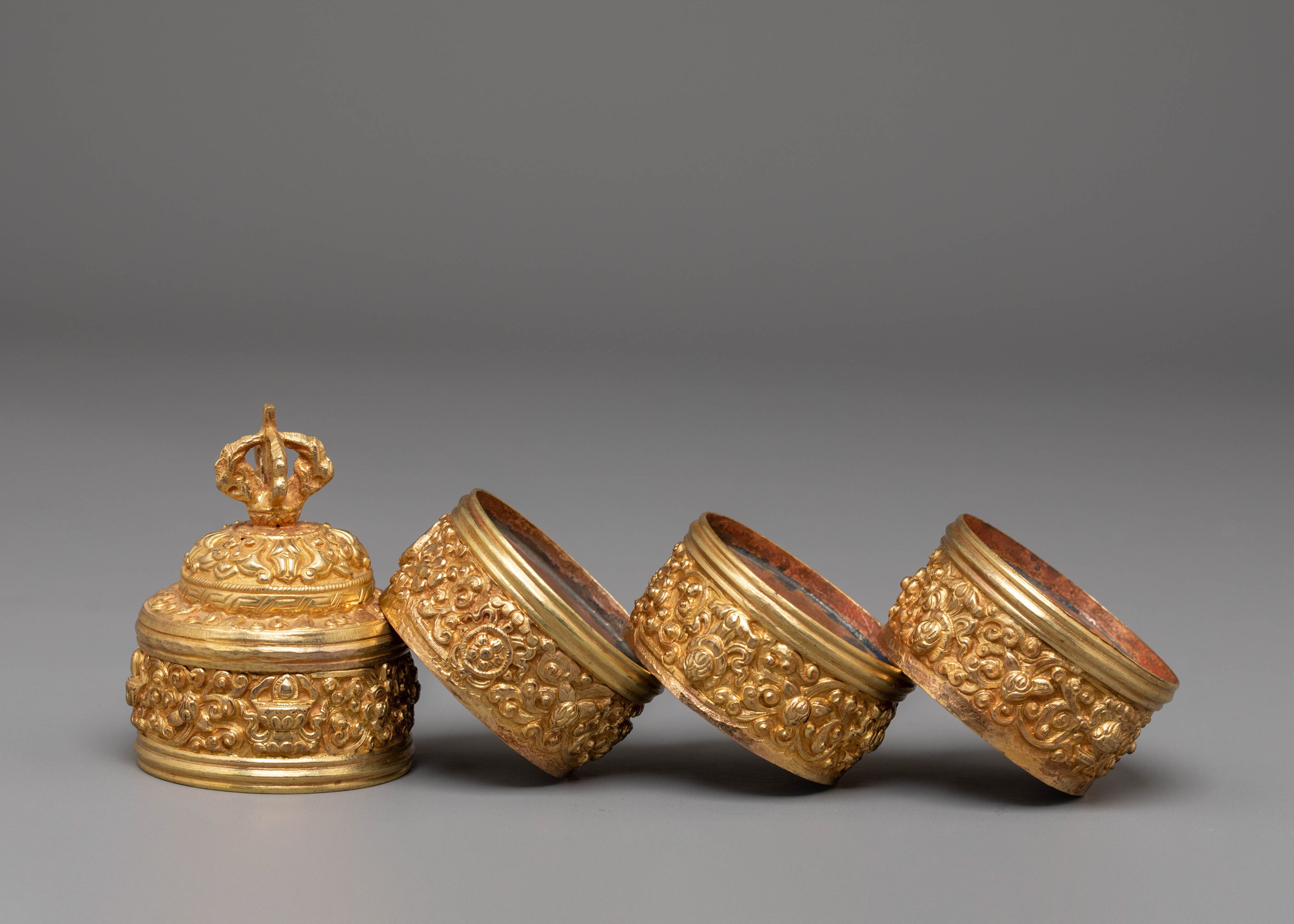 Handmade Golden Decorative Rice Pot | Copper Body with Fire Gold Plating