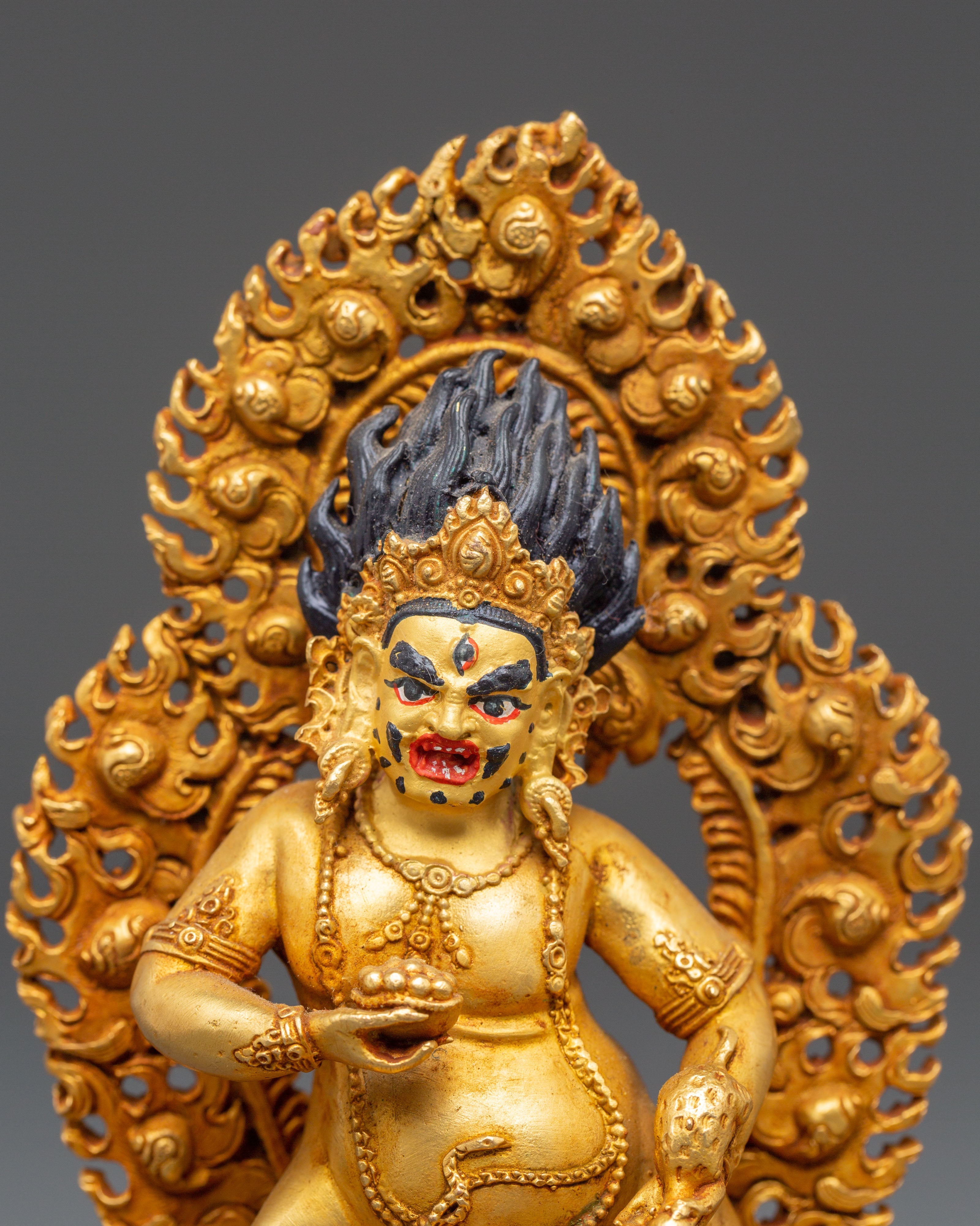 Wealth Guardian Black Dzambhala Statue | Himalayan Handcrafted Artwork
