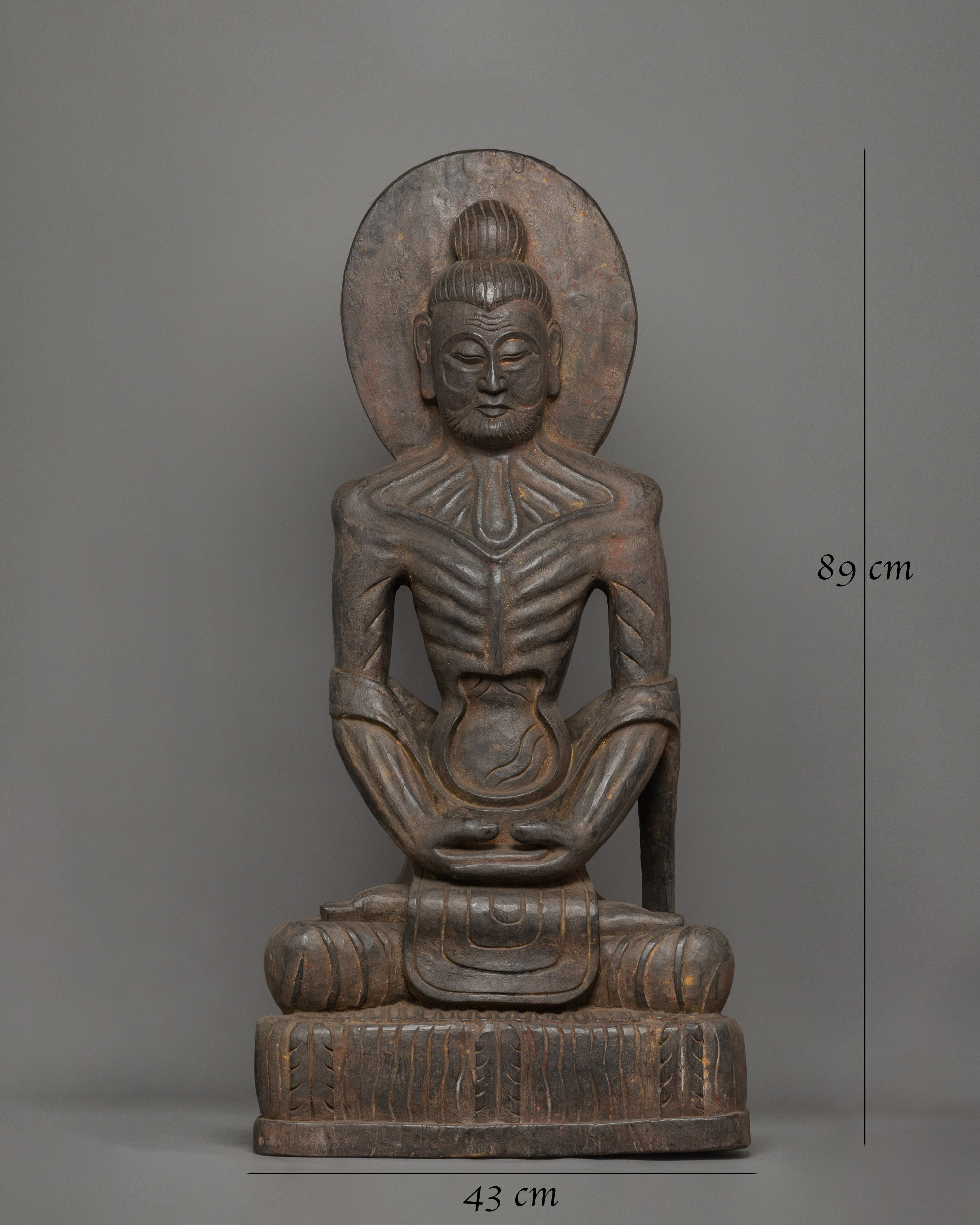 Fasting Buddha Wooden Statue | Traditional Himalayan Artwork