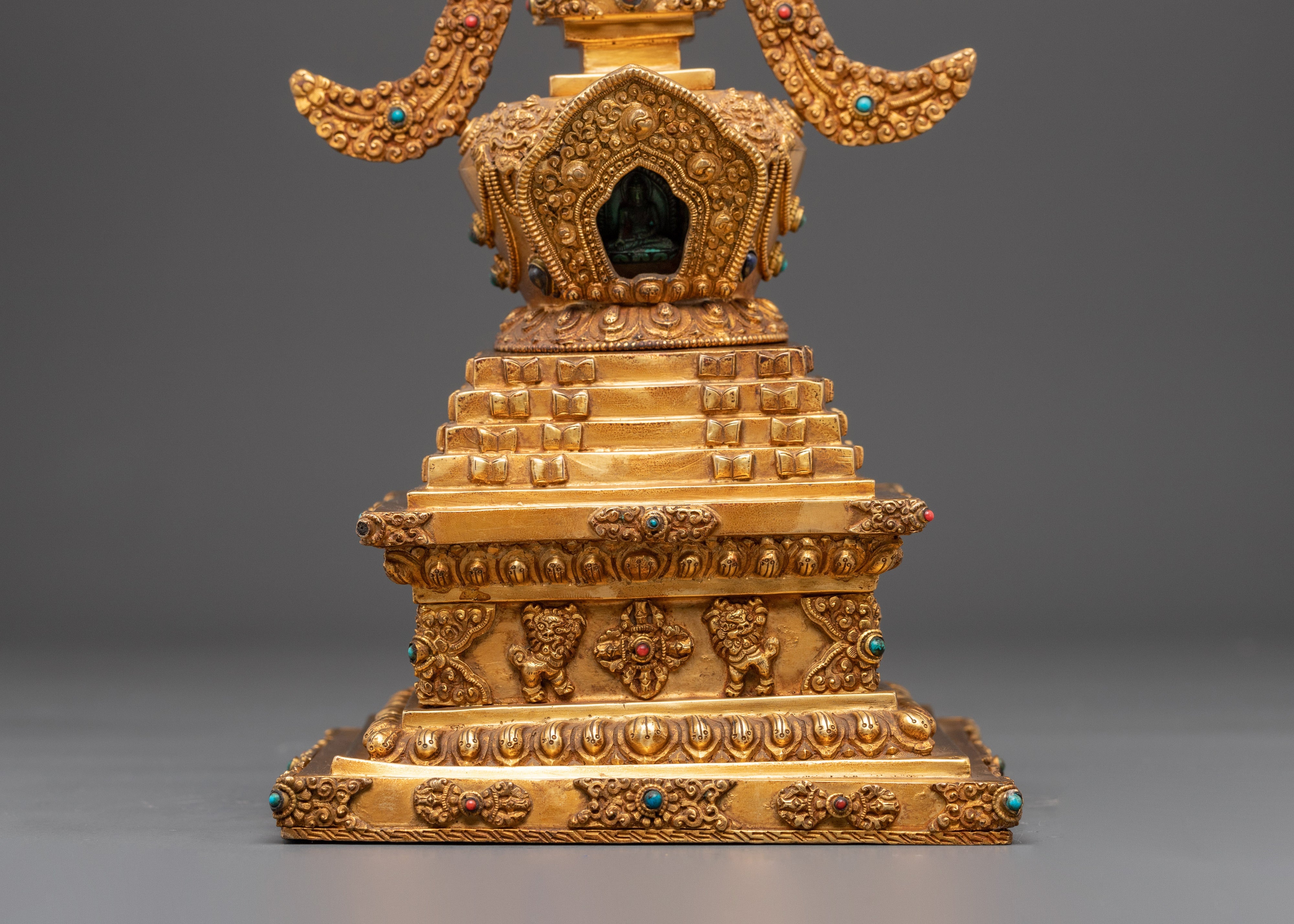 Gold Plated Stupa for Ritual Ceremonies | Path to Enlightenment
