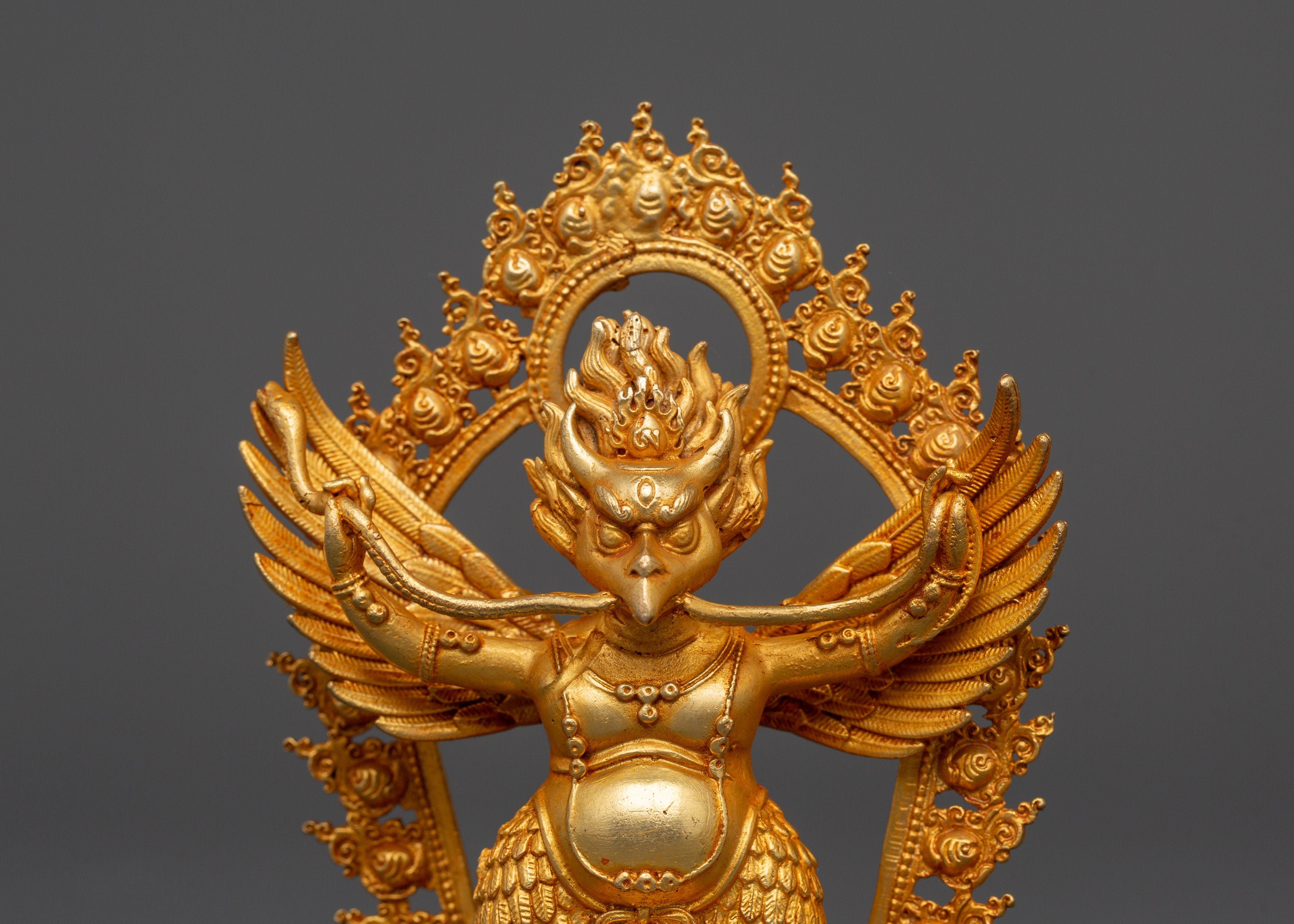 Fierce Garuda Gold-Plated Copper Sculpture | Altar, Protection & Spiritual Home Decor