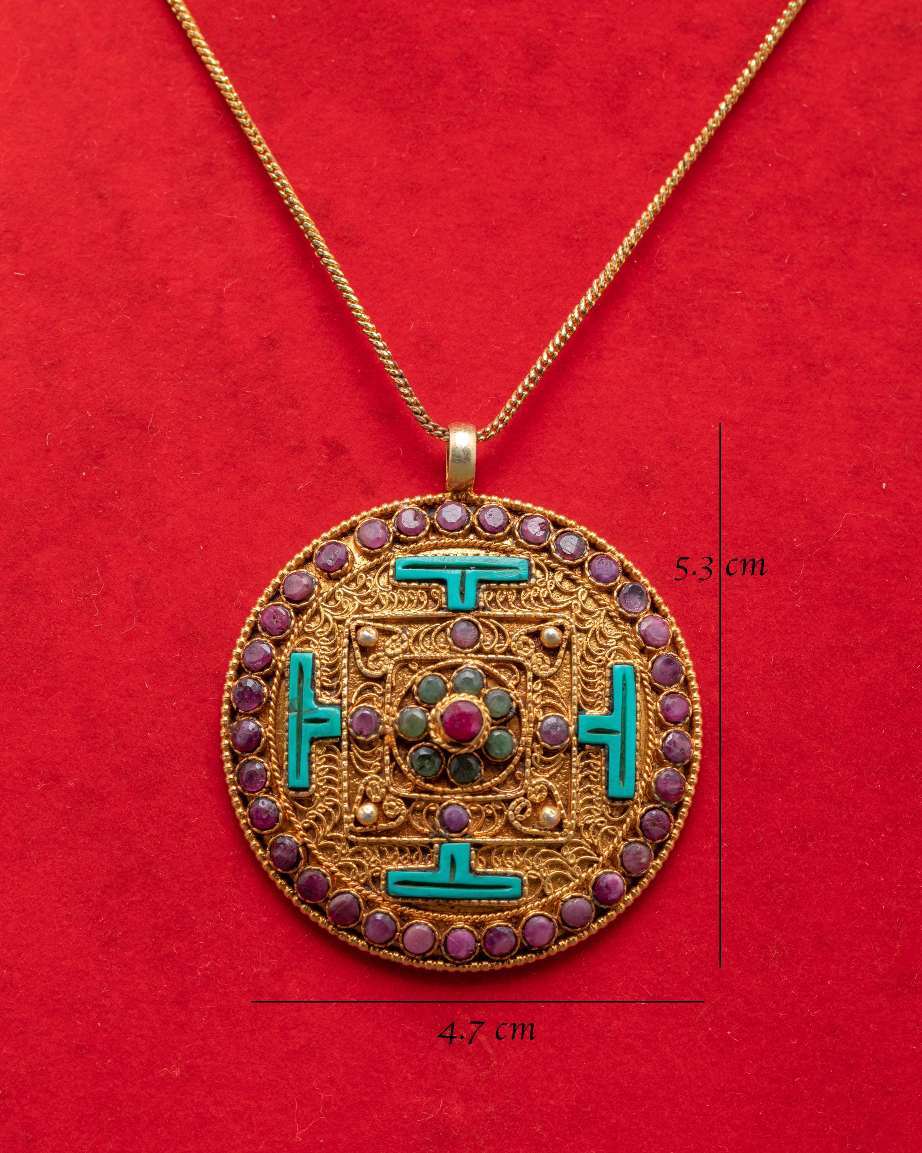 Gold Plated Locket with Panna | Gemstone Pendant