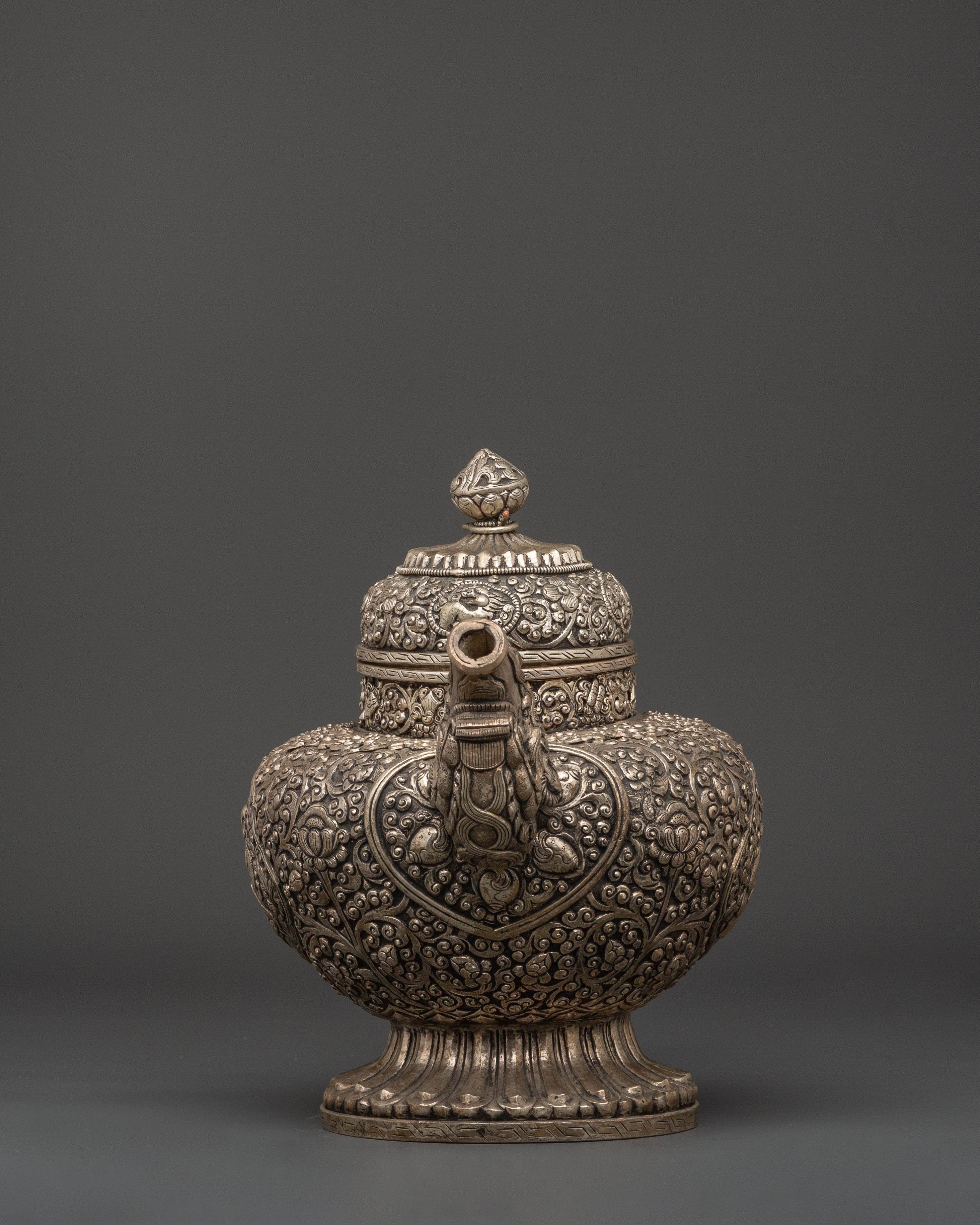 Tibetan Silver Plated Teapot | Spiritual Home Decor