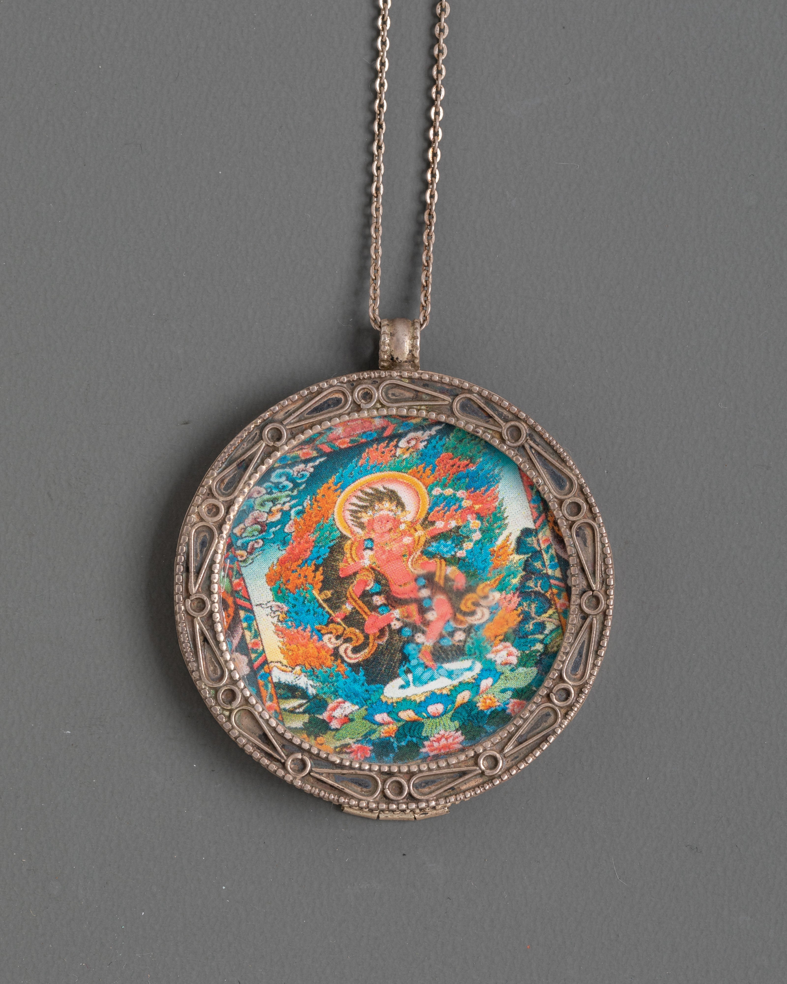 Thangka Print Kurukulla Pendant | Spiritual Jewelry with Sacred Artwork