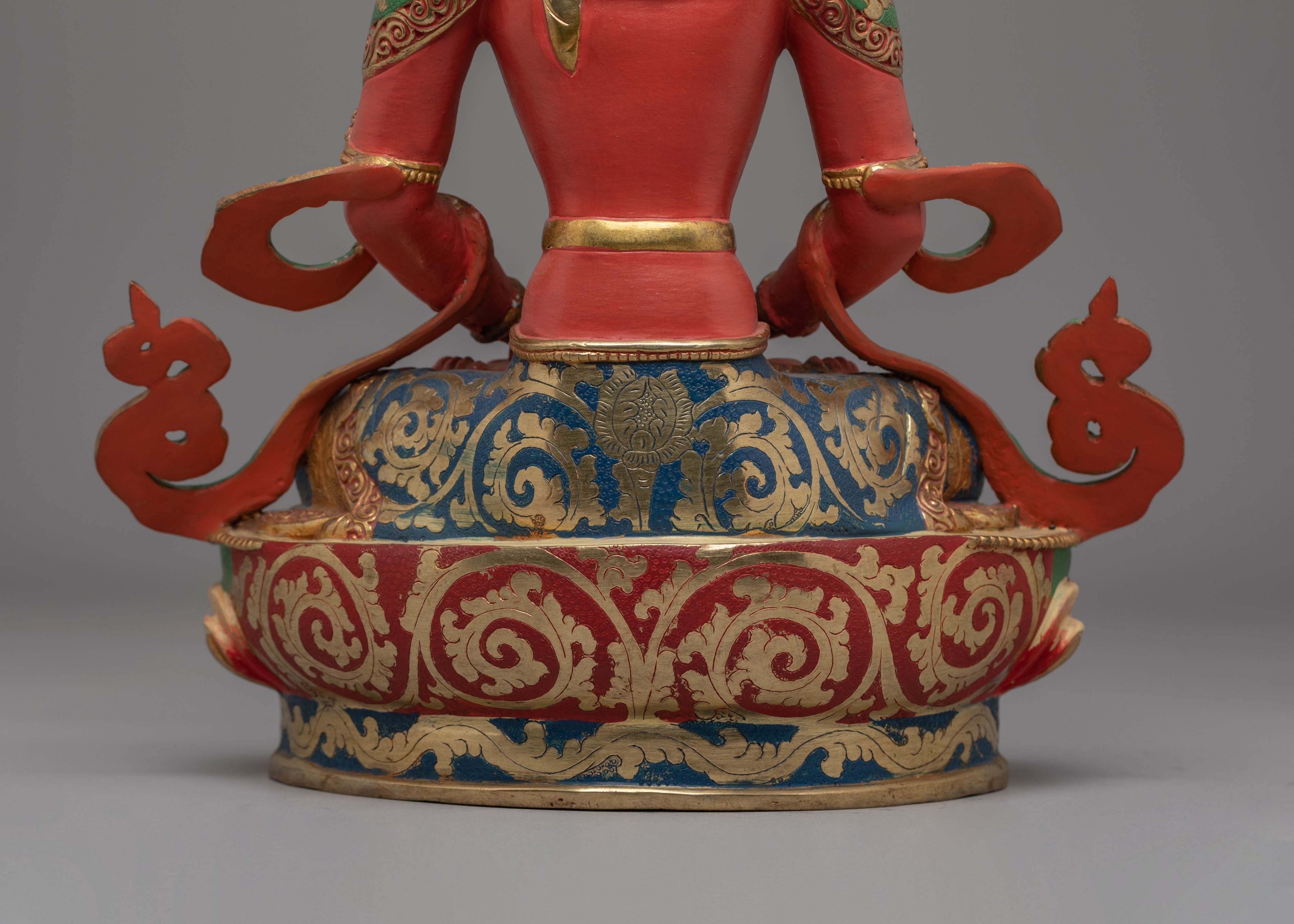 Handcrafted Amitayus Buddhist Copper Sculpture | Spiritual Artwork