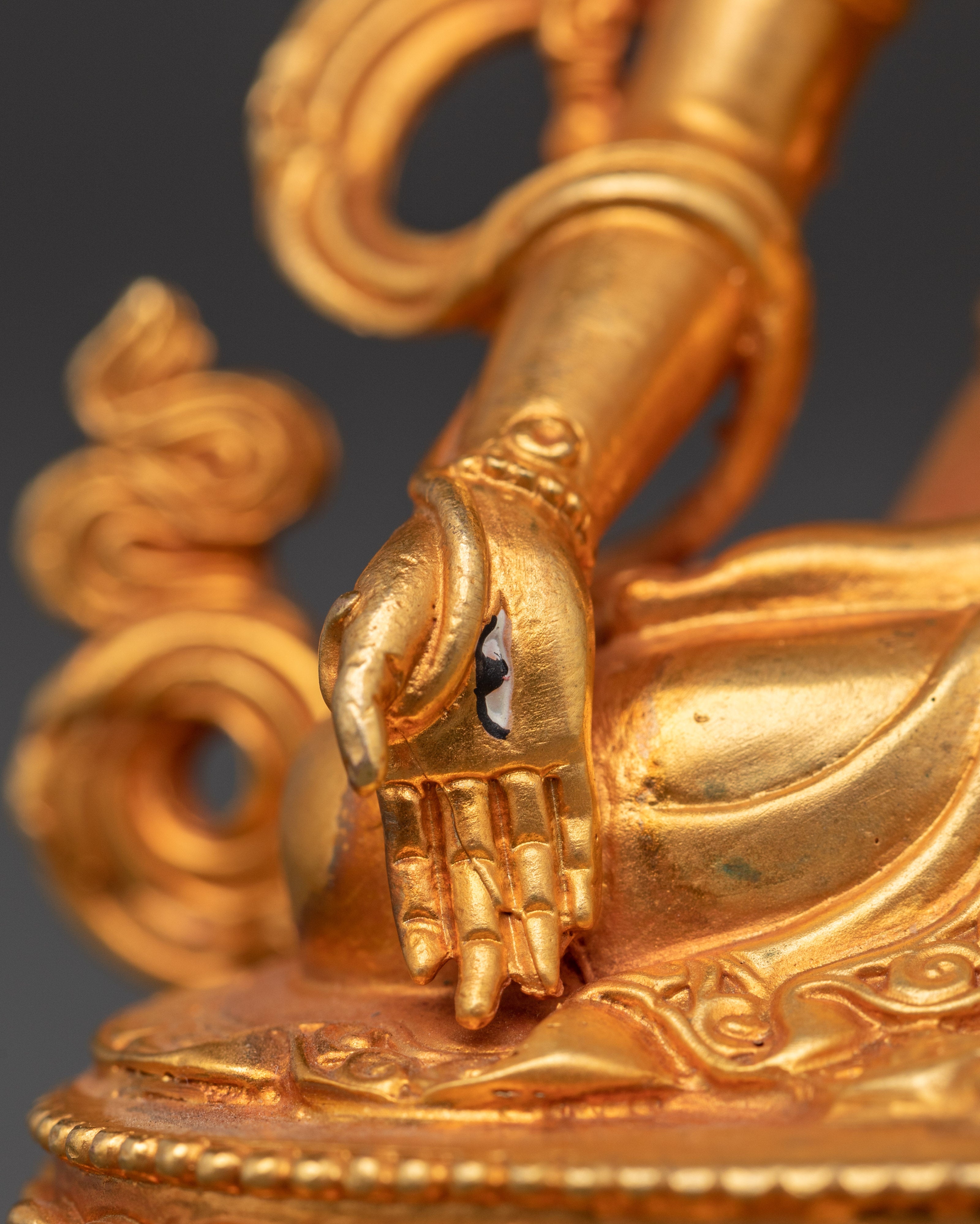 Tara in Lotus Pose | Handcrafted Copper and Gold-Plated White Tara Statue