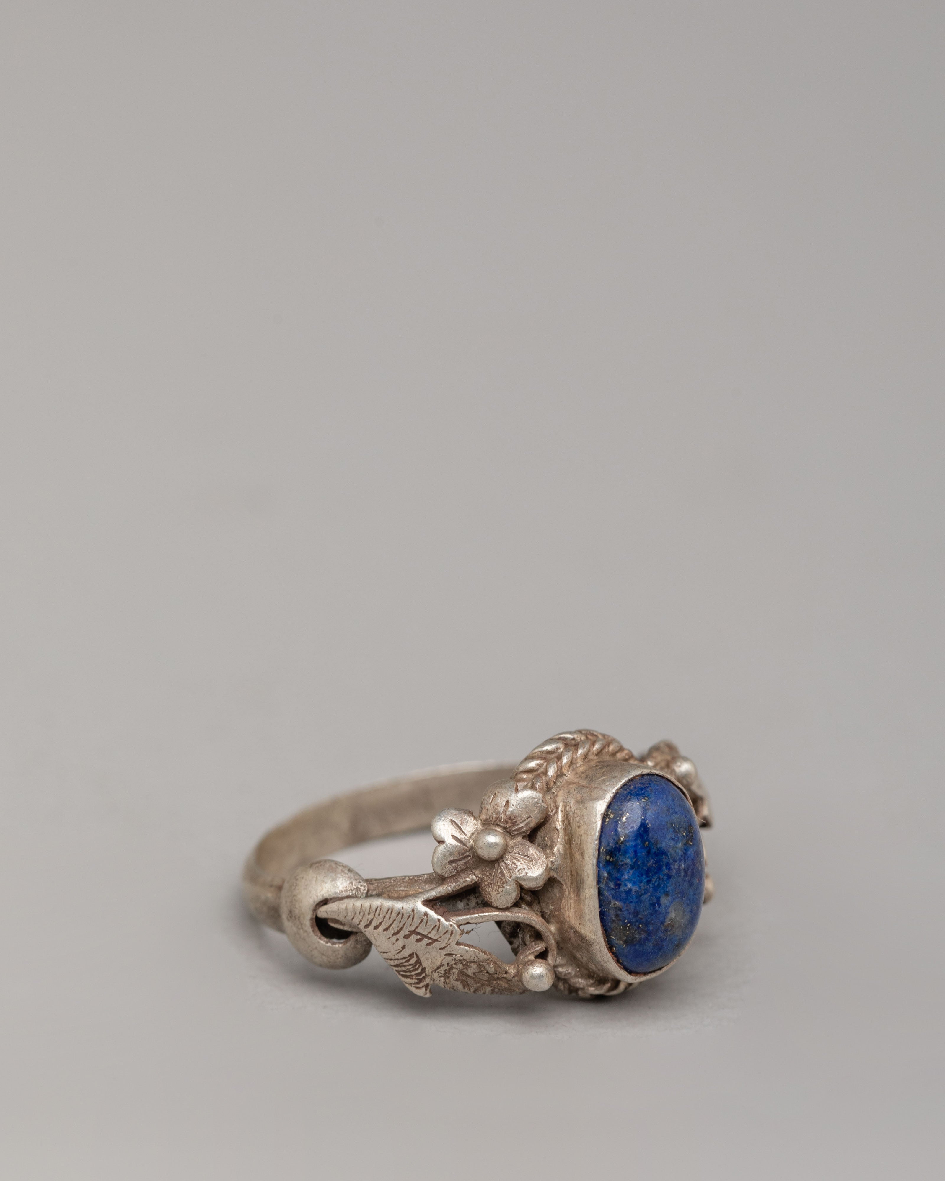 Traditional Tibetan Ring | Silver Ring with Natural Zircon Stone