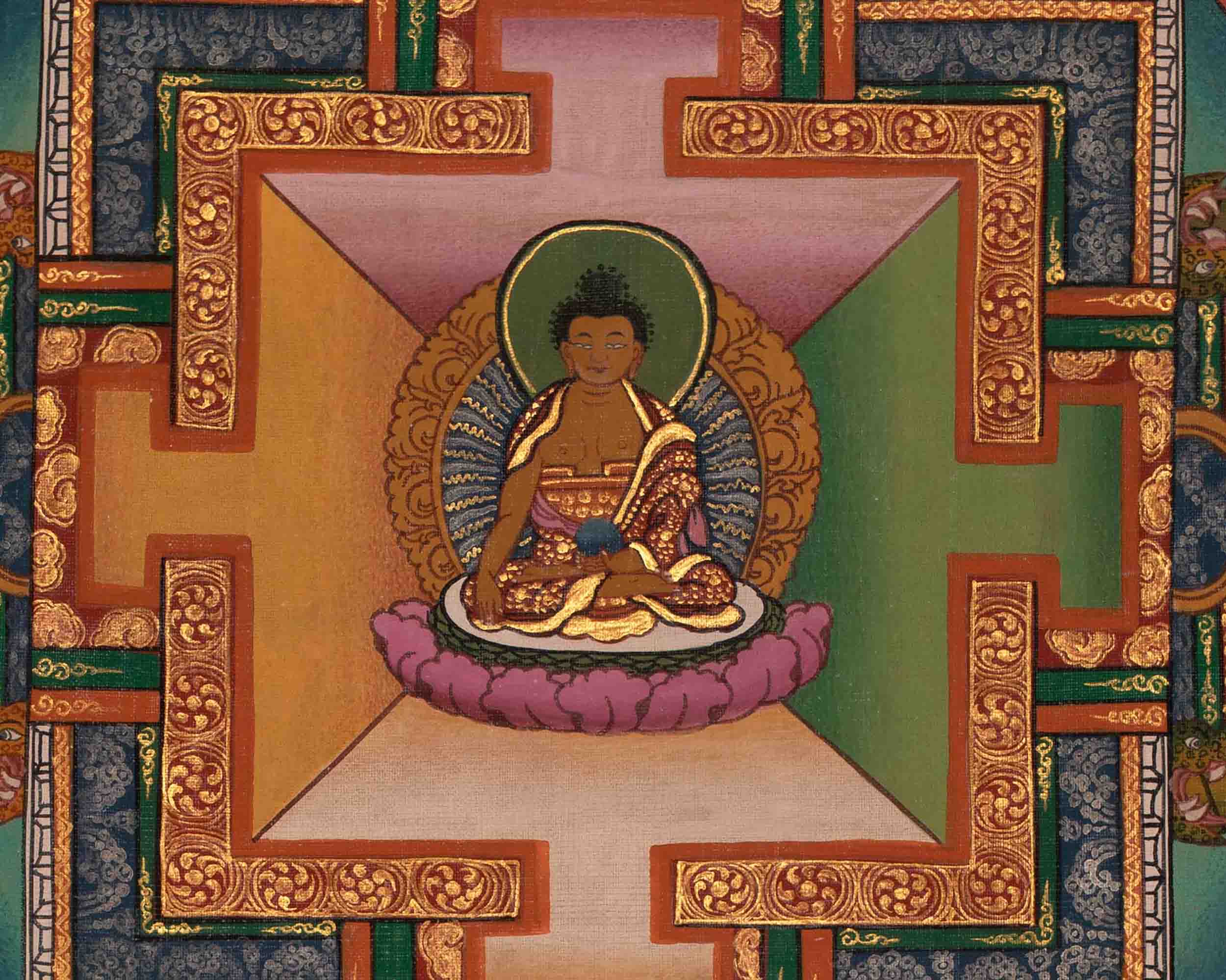 Vintage Buddha Mandala | Dragon Border Vintage Art