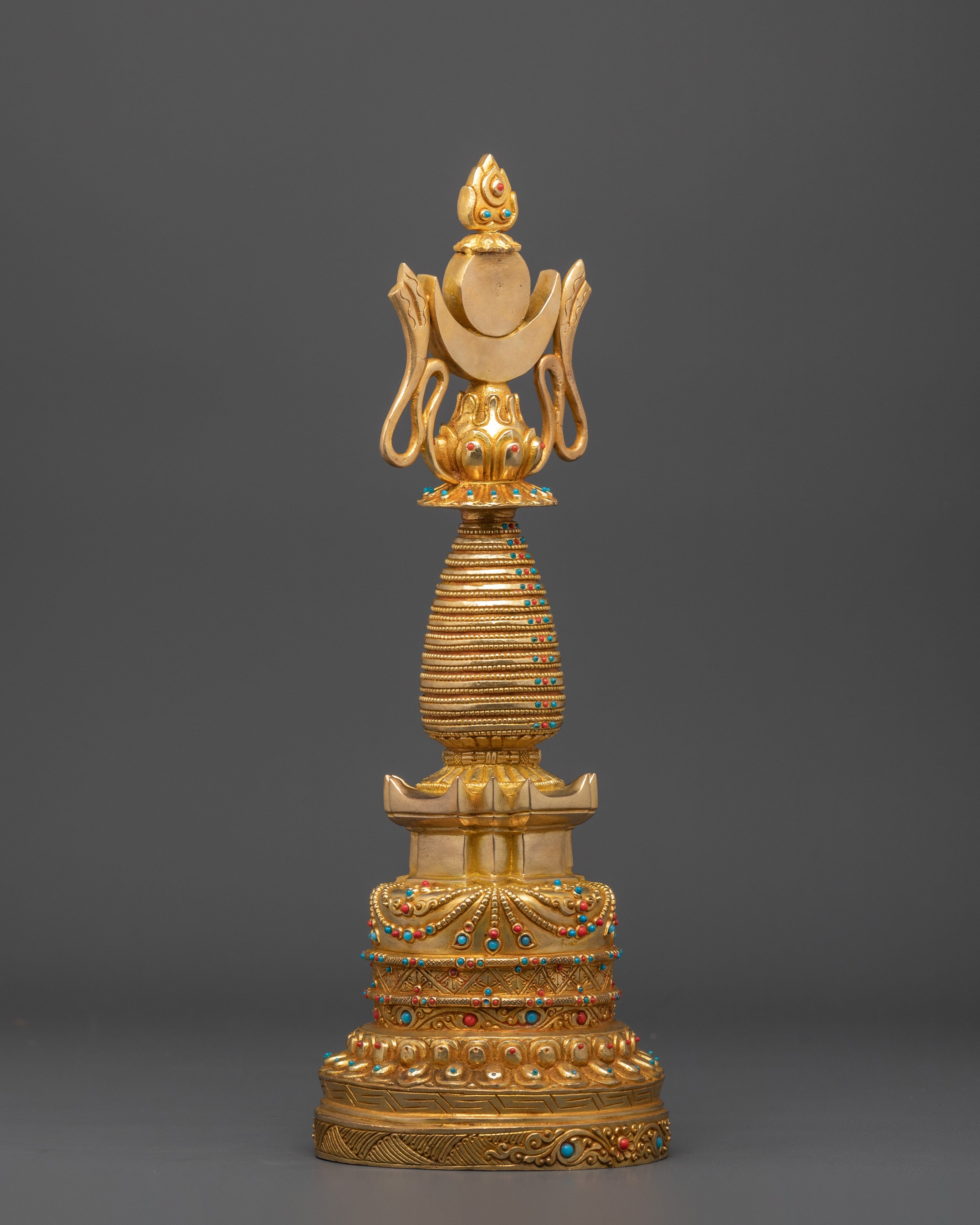 Sacred Buddhist Copper Stupa | Spiritual Figure for Altars and Blessings