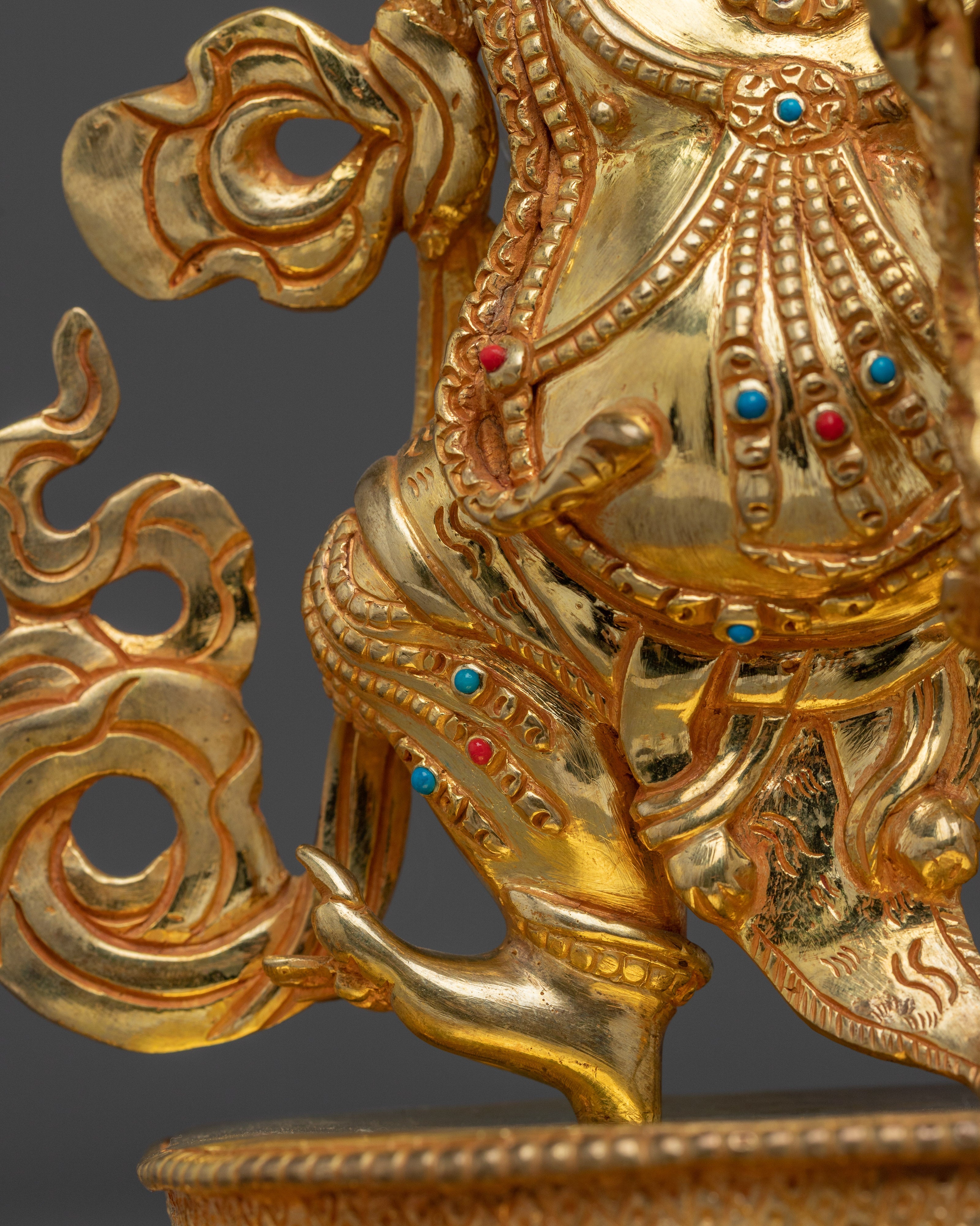 Copper Vajrapani Sculpture with Gemstones | Buddhist Protector for Shrine