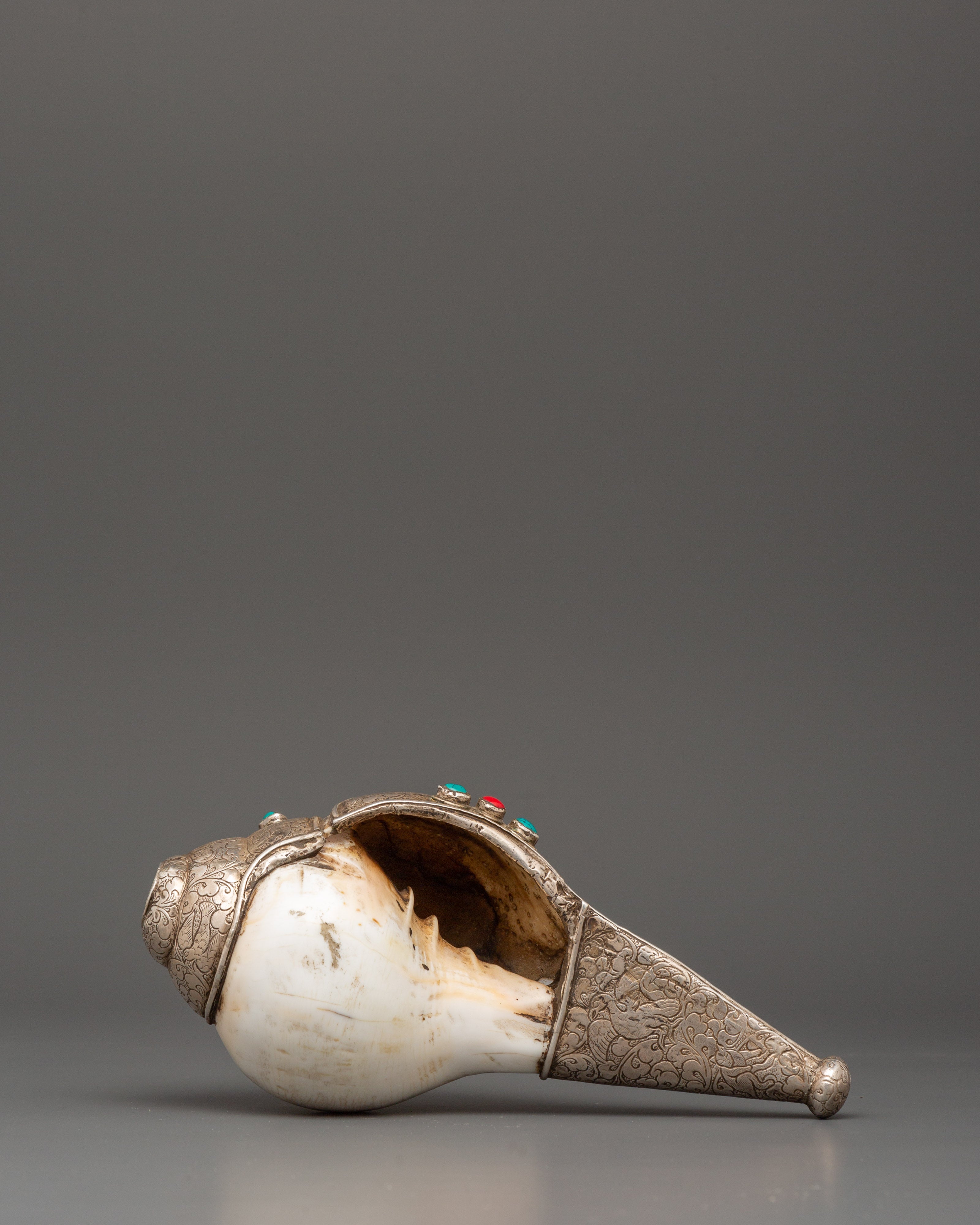 Tibetan Handmade Spiritual Conch Shell | Perfect for Meditation and Ritual Practices
