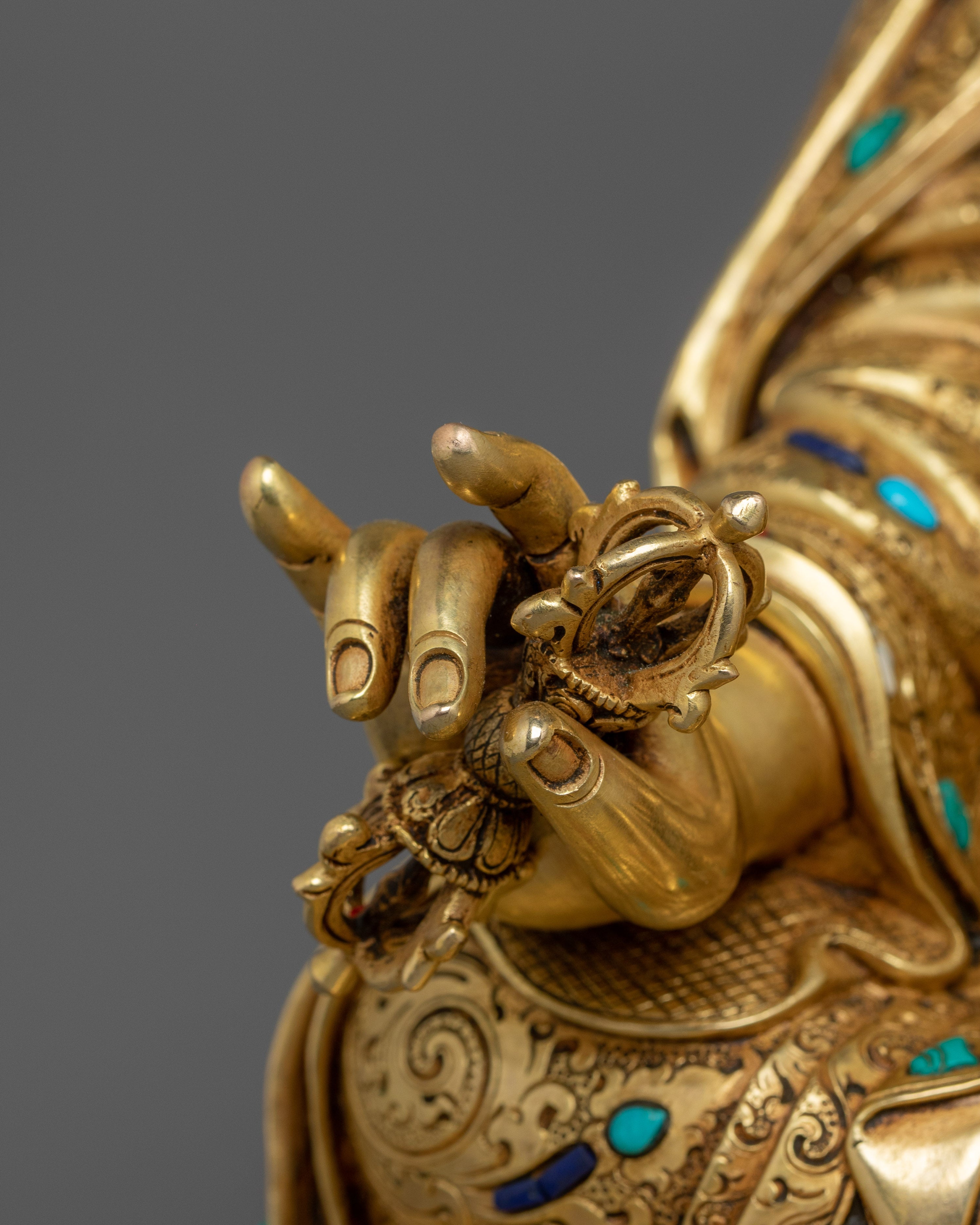 Guru Rinpoche With Beautiful Handcarved Gemstones Statue | The Precious Master