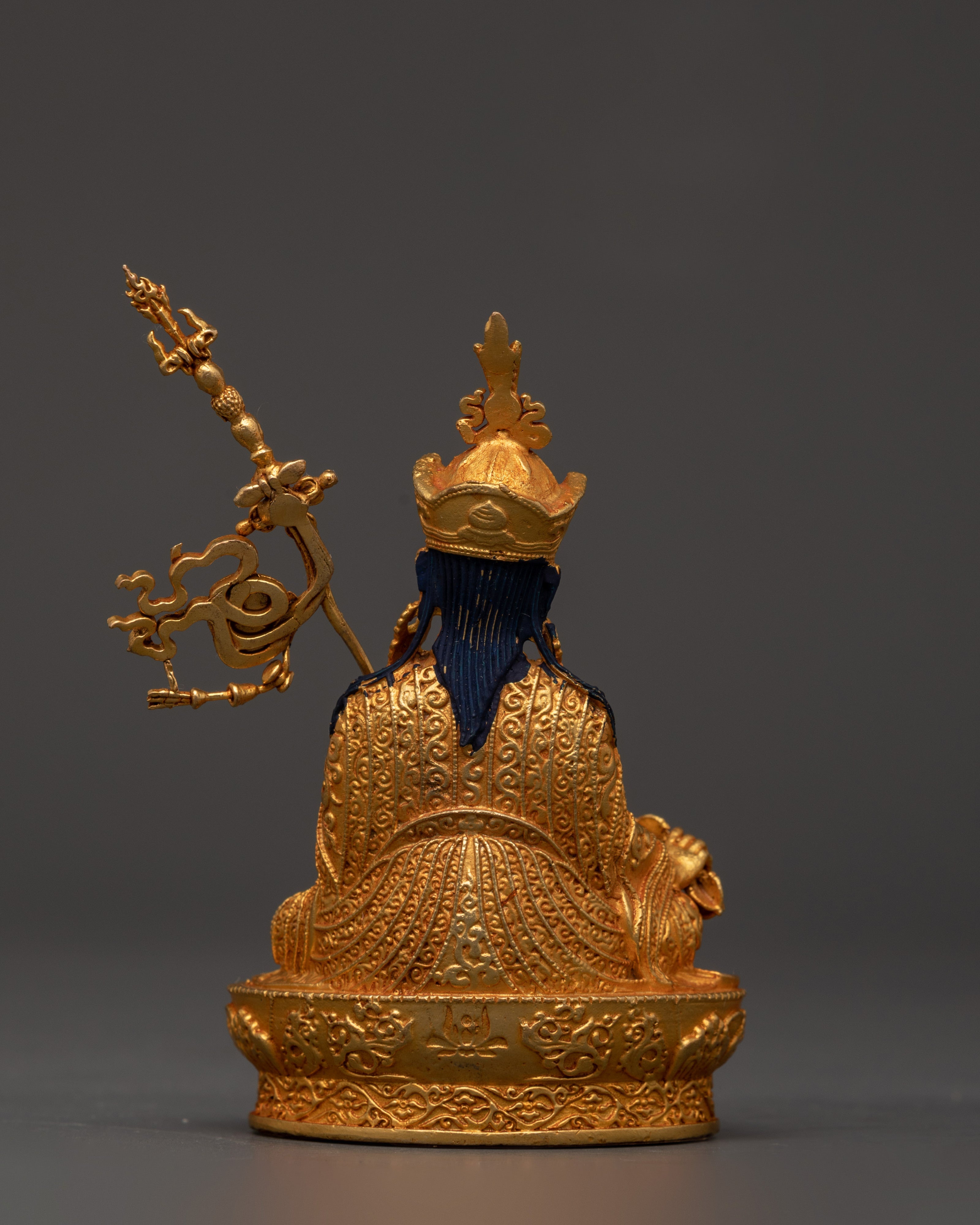 Guru Rinpoche Statue with Trident | Handcrafted Tibetan Master Sculpture