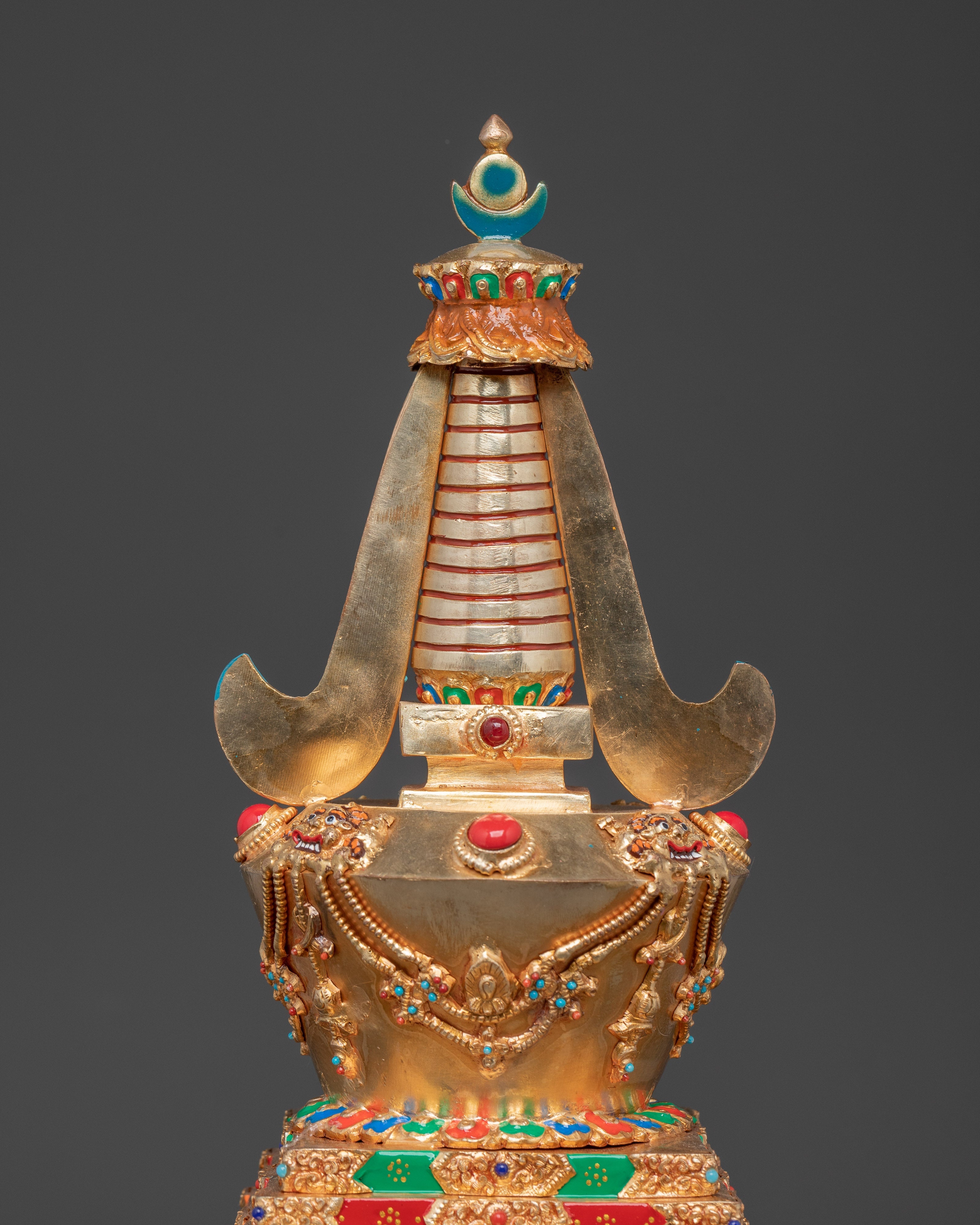 Himalayan Buddhist Copper Stupa | Sacred Shrine Decor