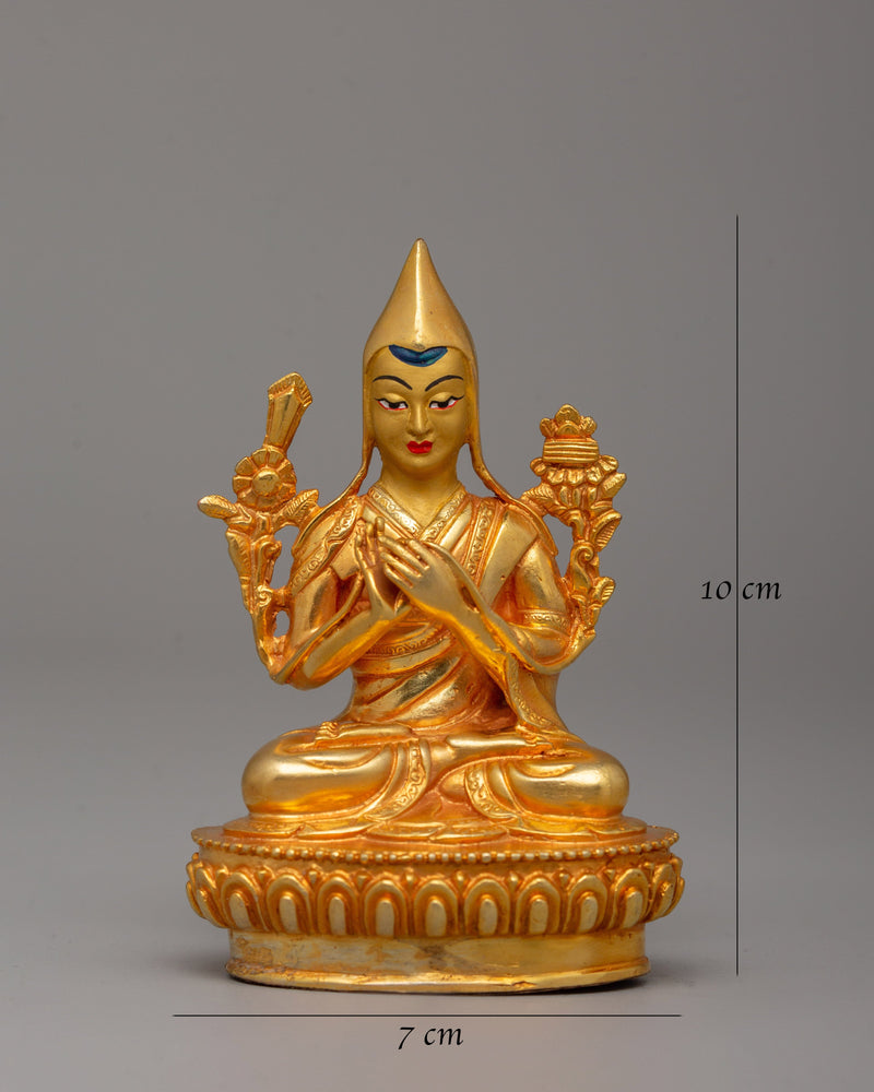 Gold-Plated Tsongkhapa Statue | Revered Tibetan Buddhist Master