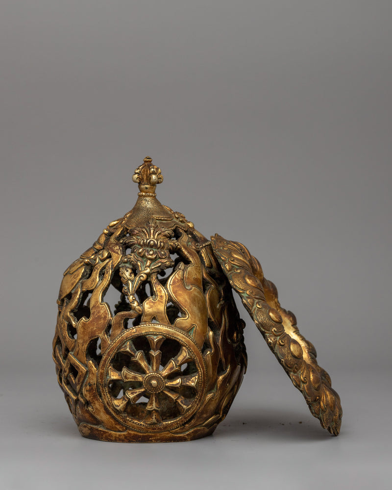 Gold-Plated Incense Burner for Shrine | Traditionally Handcrafted Art