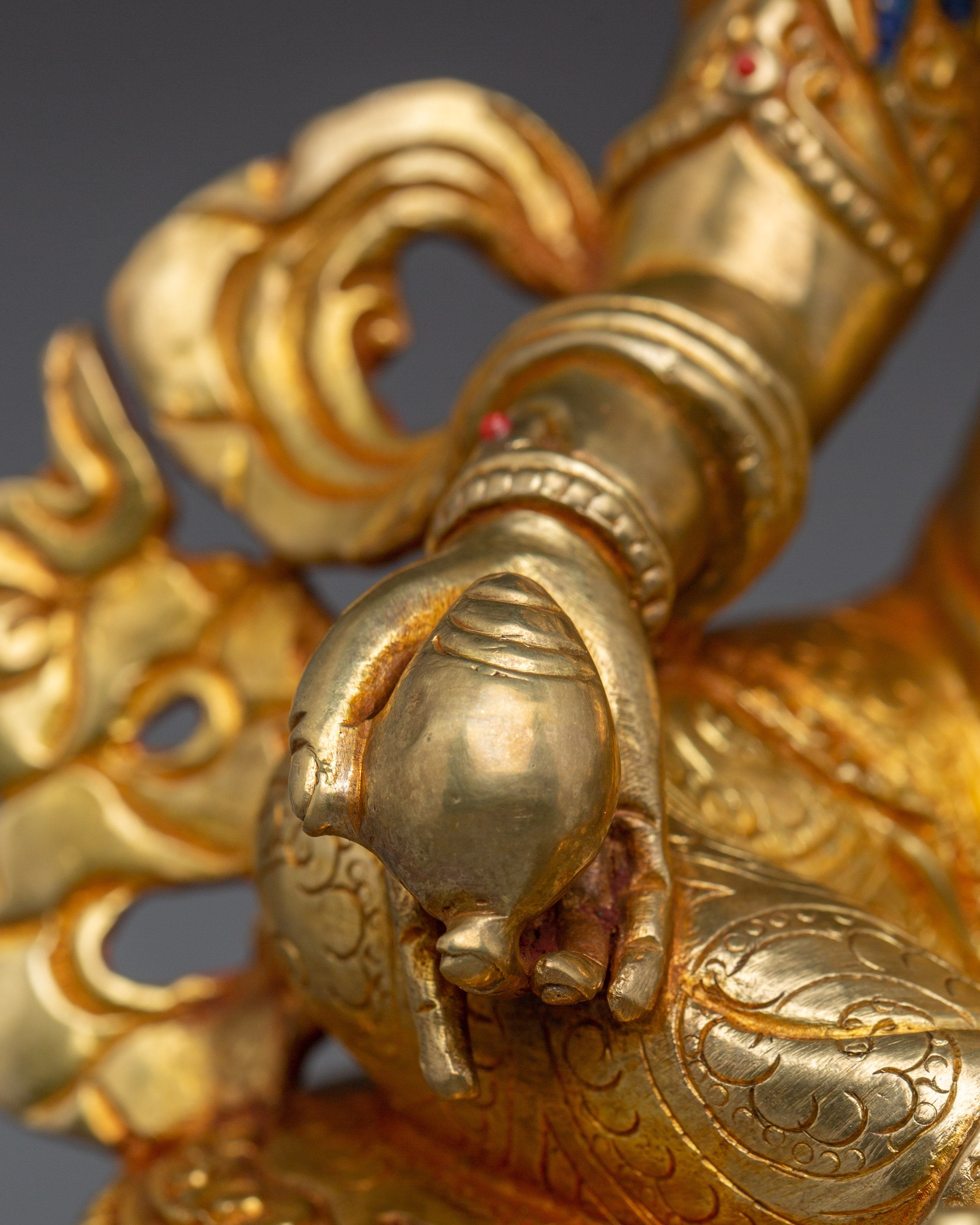 Golden Nepalese Artwork of Dzambhala | Wealth Deity of Tibetan Buddhism