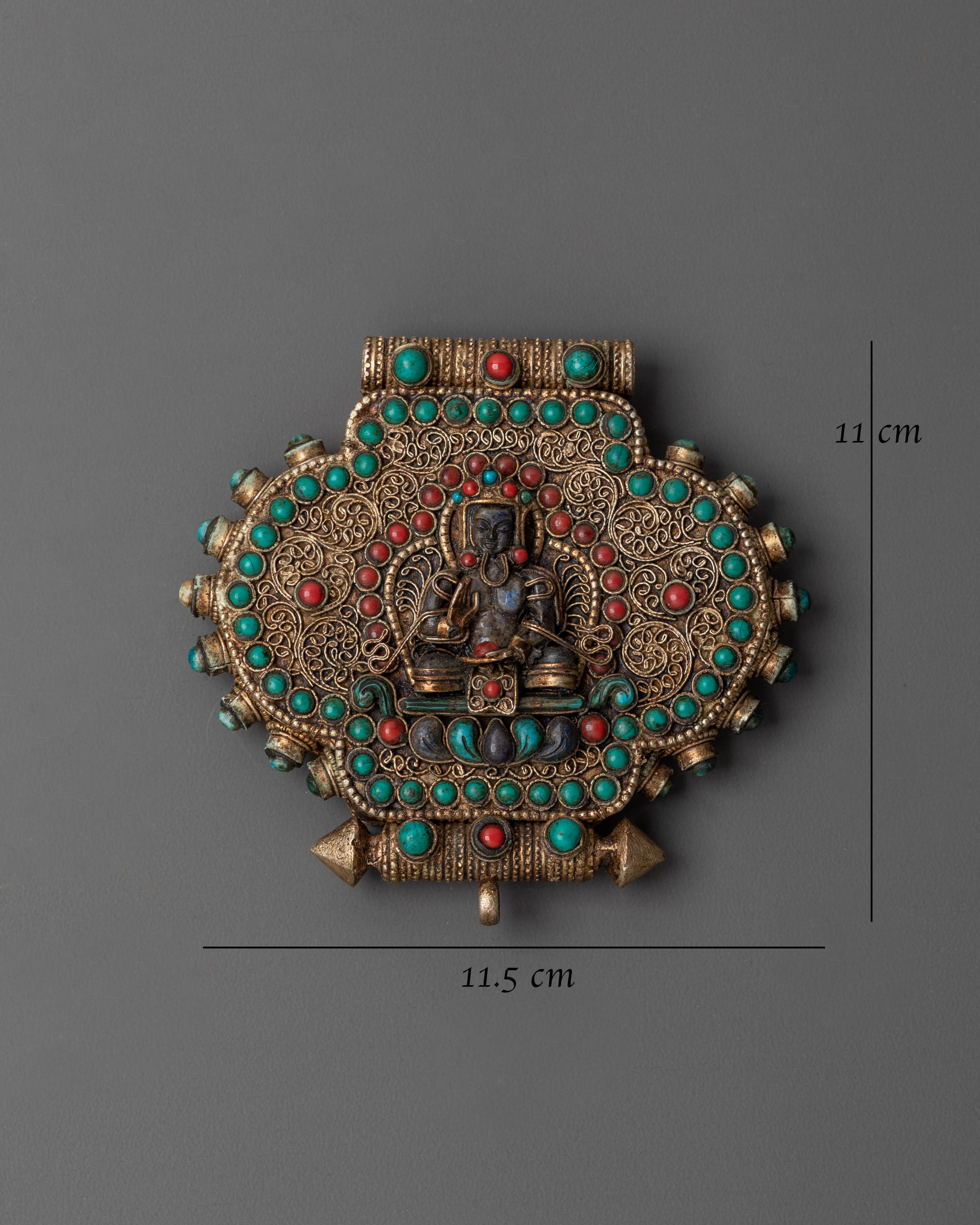 Tibetan Lapis Lazuli Inlaid Ghau Box Locket | Sacred Buddhist Amulet