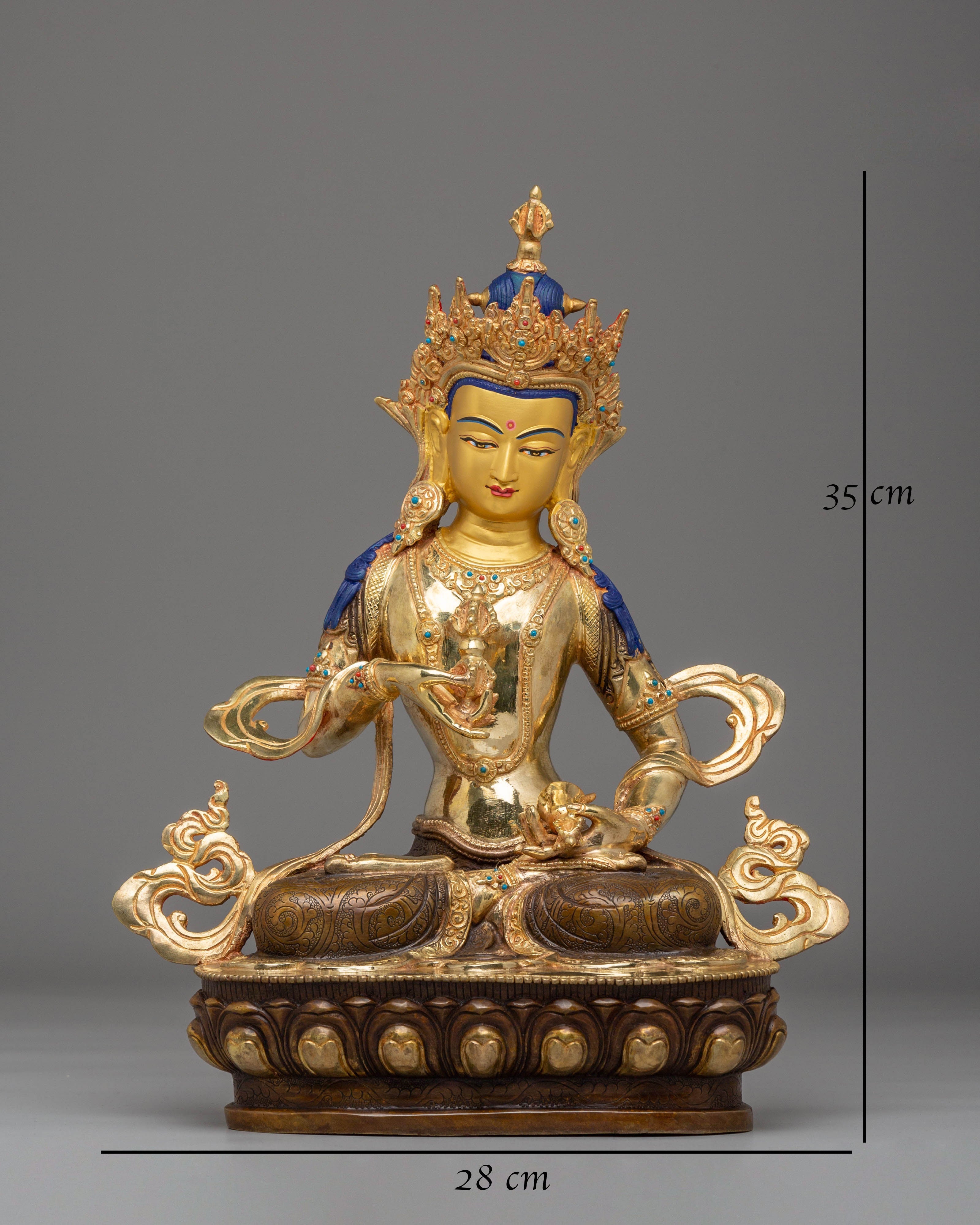 Vajrasattva Handmade Copper Statue | 24K Gold Plated with Gemstone