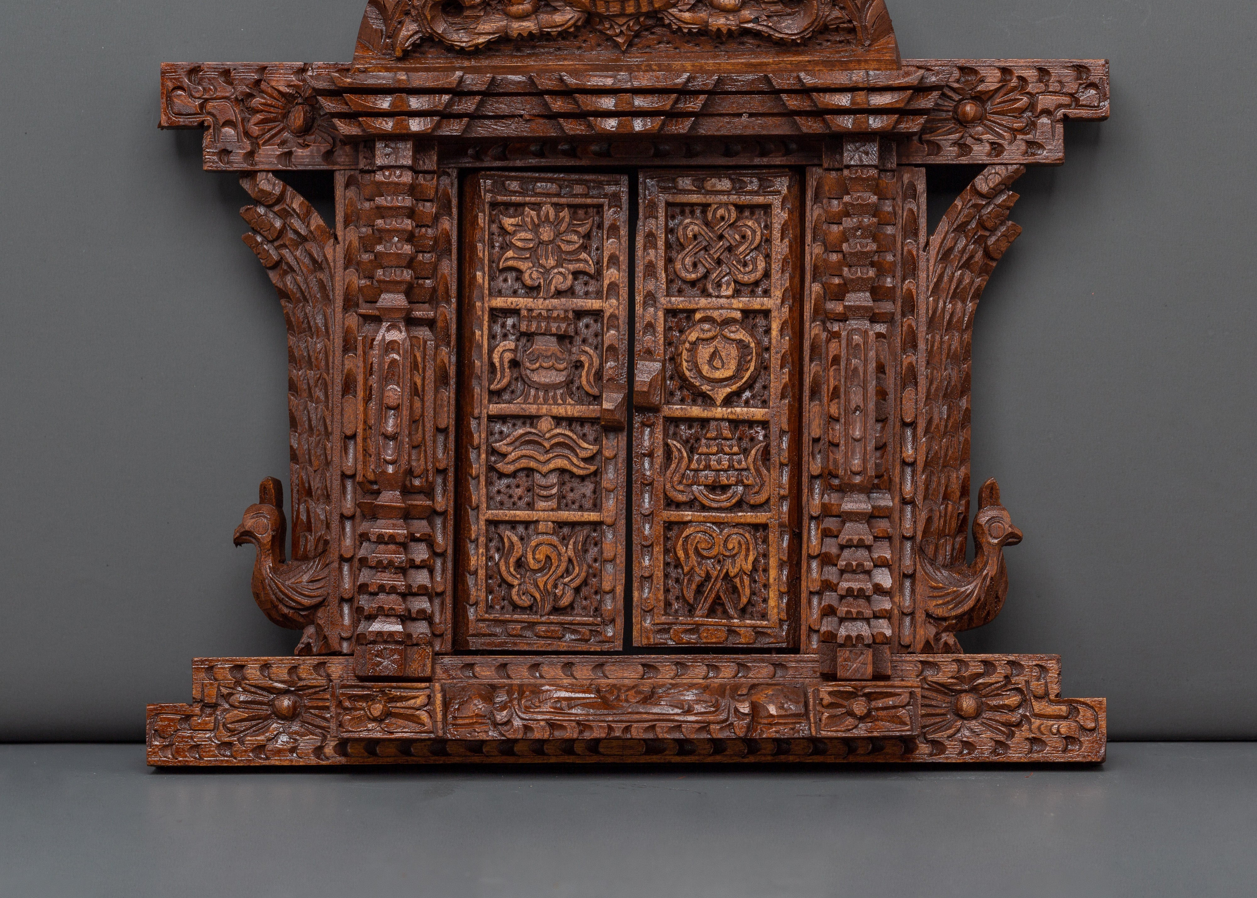 Handcarved Traditional Wooden Wall Hanging | Intricate Peacock Motif Art