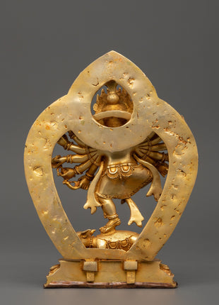 Ganesha Statue with One Leg Raised & Multiple Arms | Ganapati in Copper