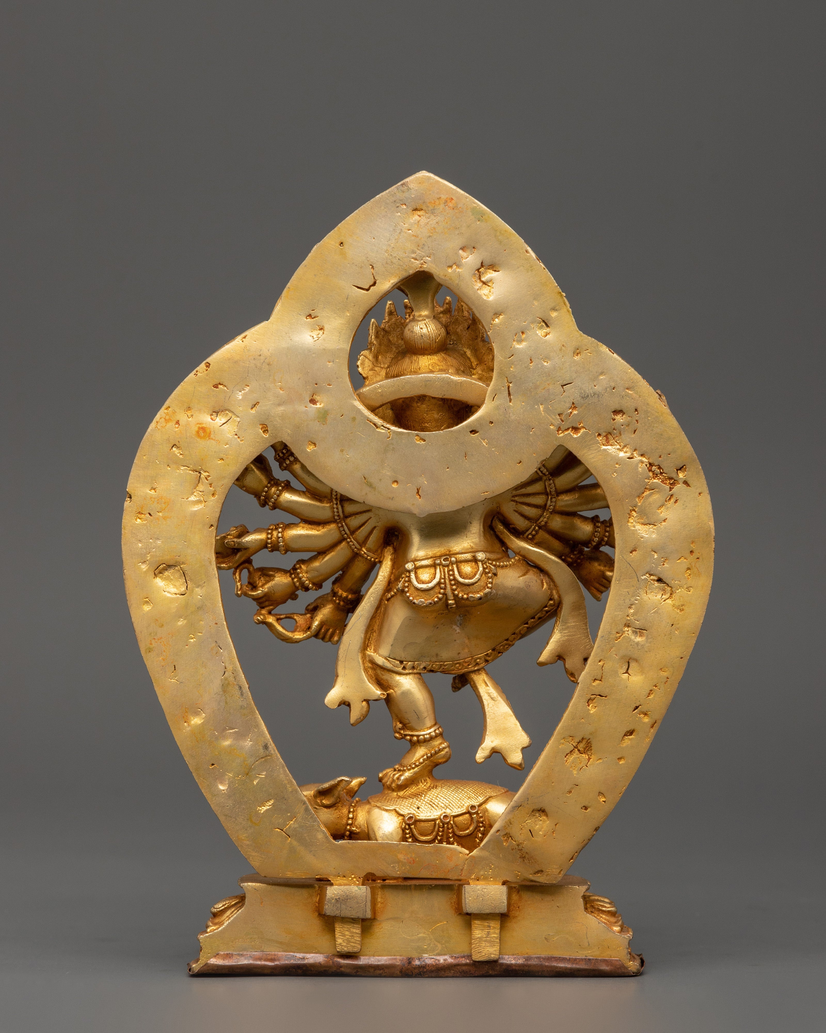 Ganesha Statue with One Leg Raised & Multiple Arms | Ganapati in Copper