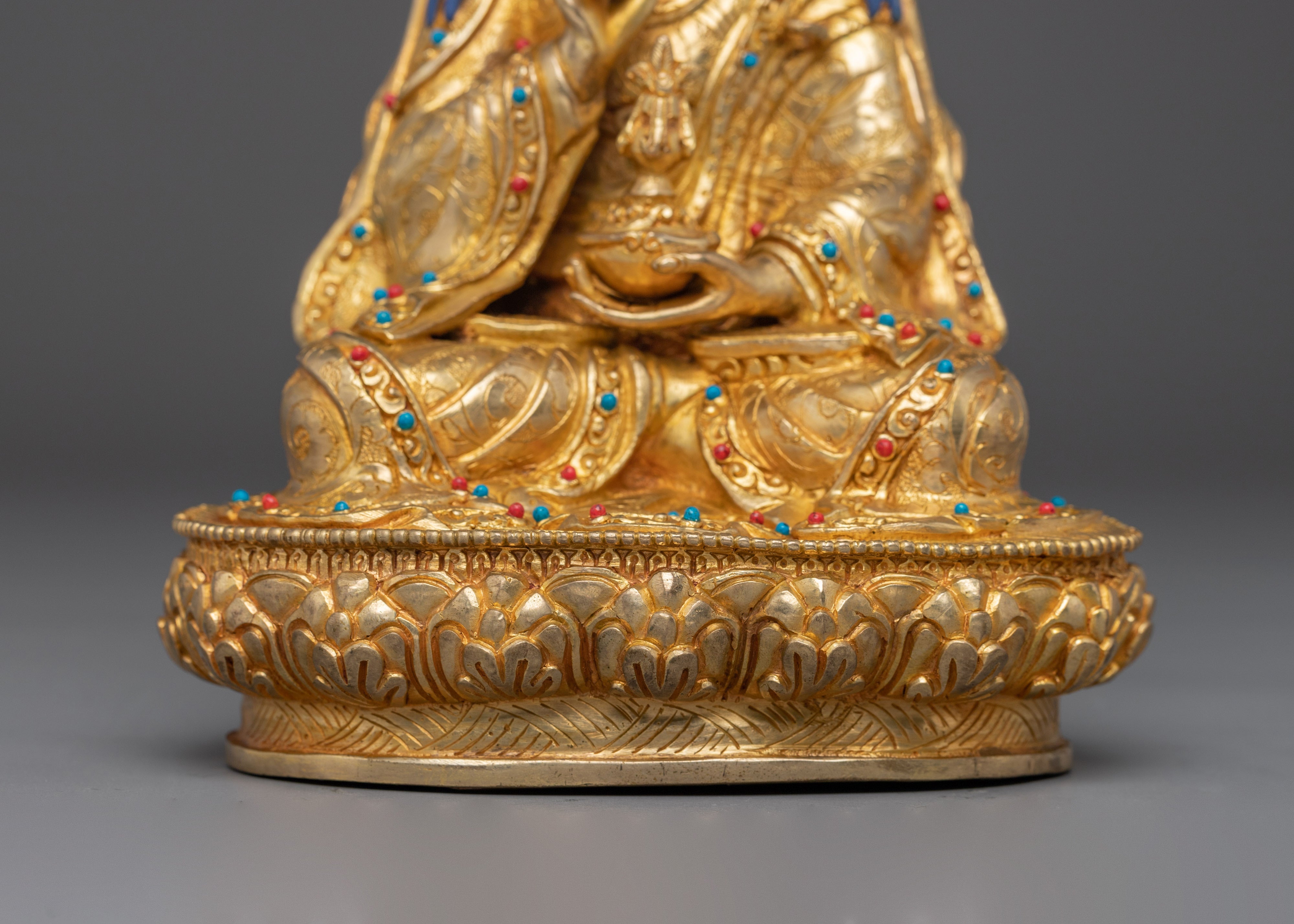 Sacred Statue of Guru Tsyoke Dorje | Gold Plated Tibetan Buddhist Copper Figure