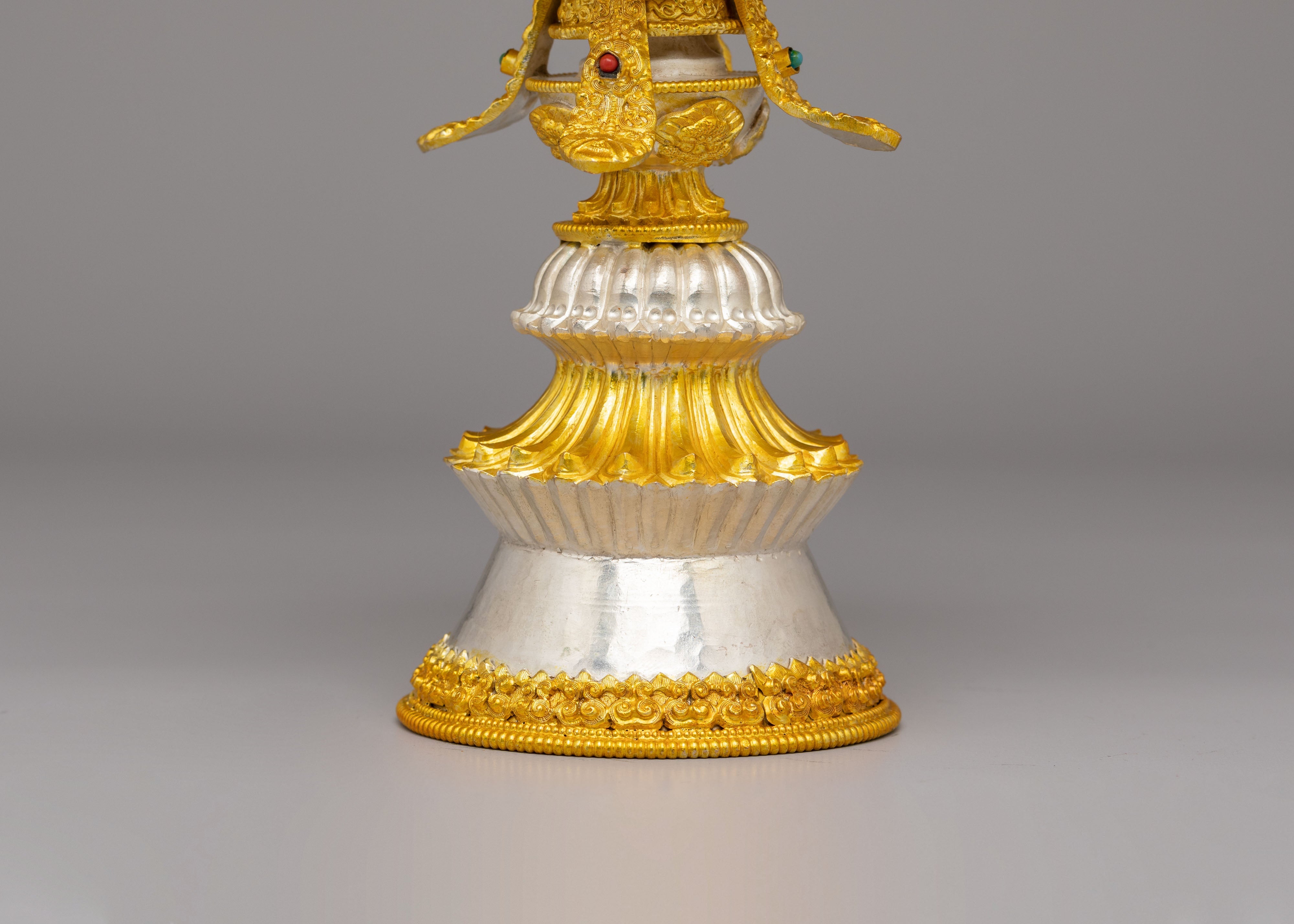 Handmade Ritual Butter Lamp Set | Silver Gold Plated Lamps for Altar Decor