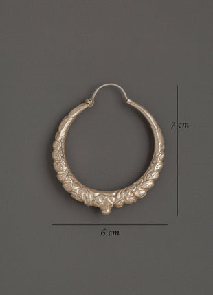 Handcrafted Tibetan Hoop Earrings Set | Traditional Silver Earrings