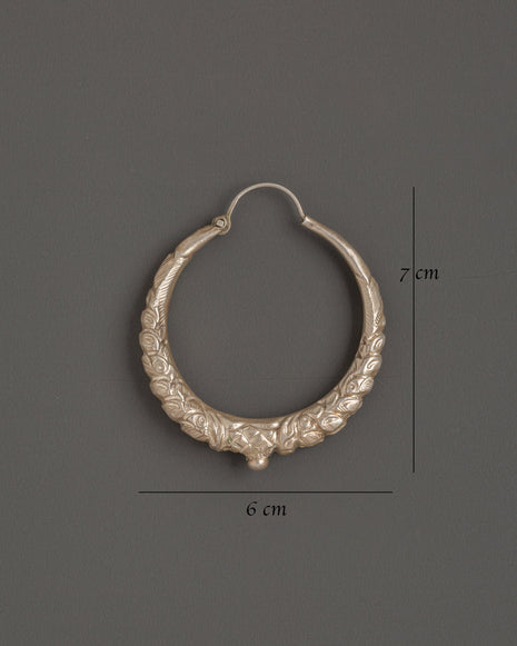 Handcrafted Tibetan Hoop Earrings Set | Traditional Silver Earrings