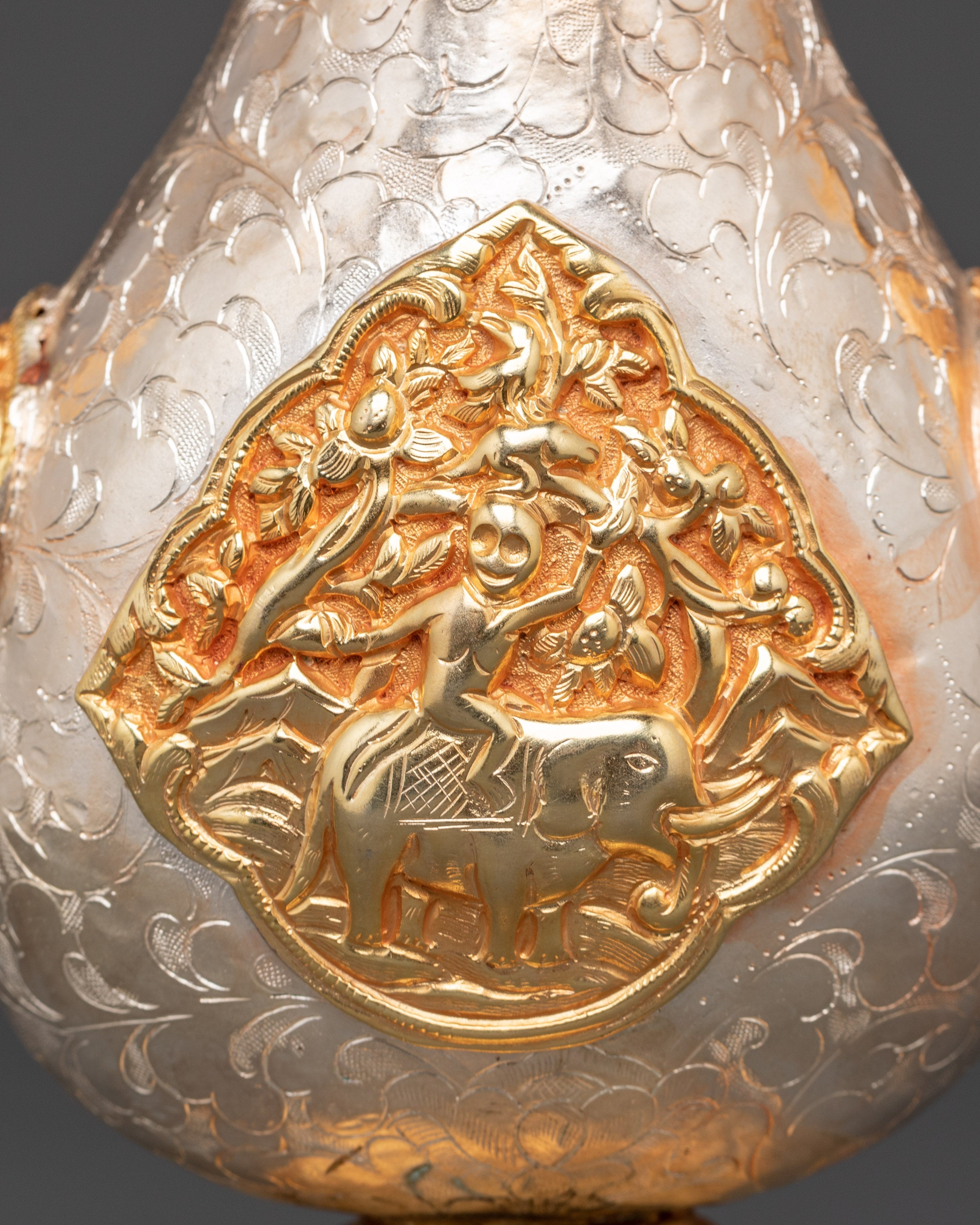 Handcrafted Tibetan Bhumba Ritual Vase | Water Offering Vessel with Dragon Handle