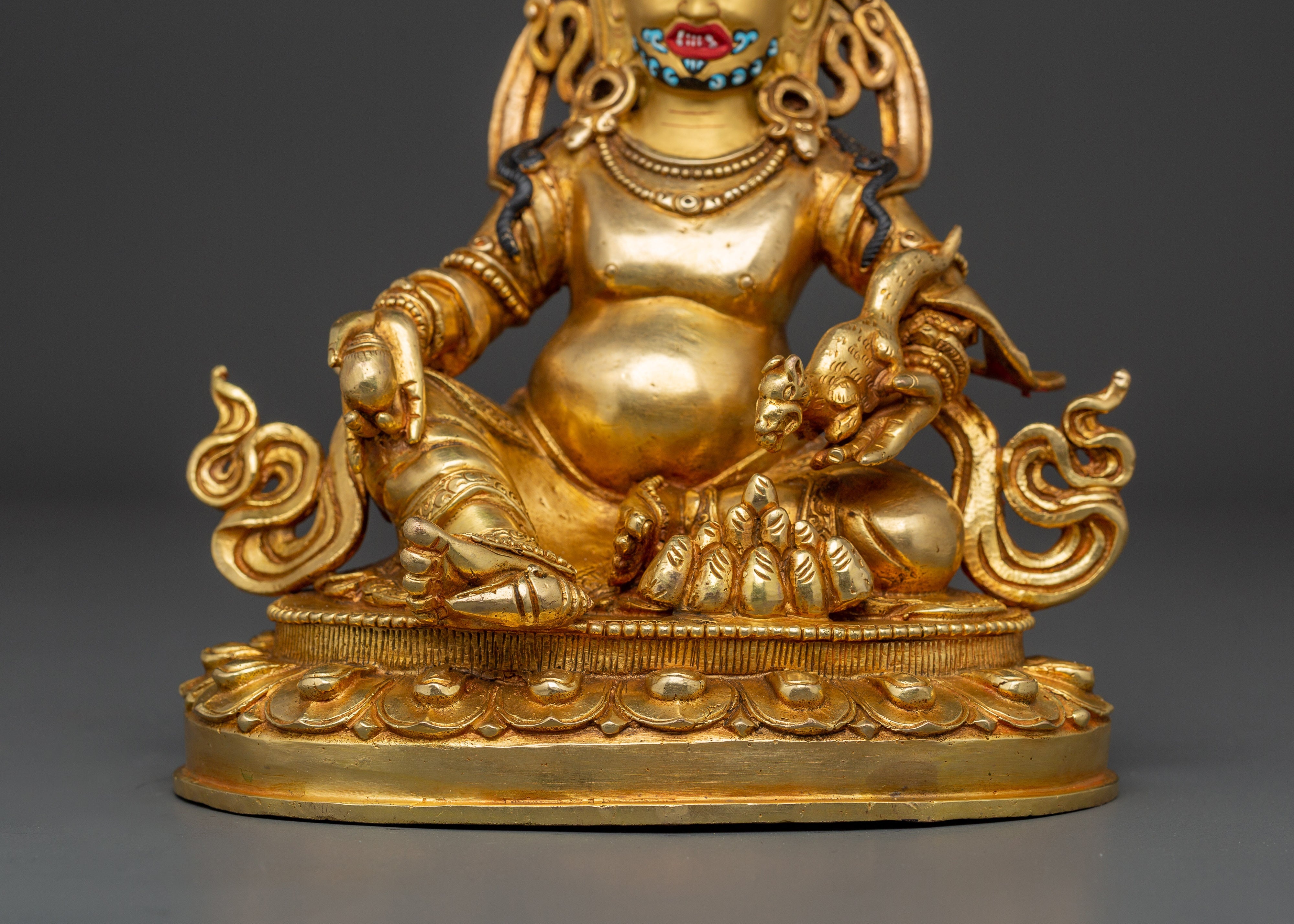 Gold Plated Dzambhala Idol | Copper Body with Gold Plating