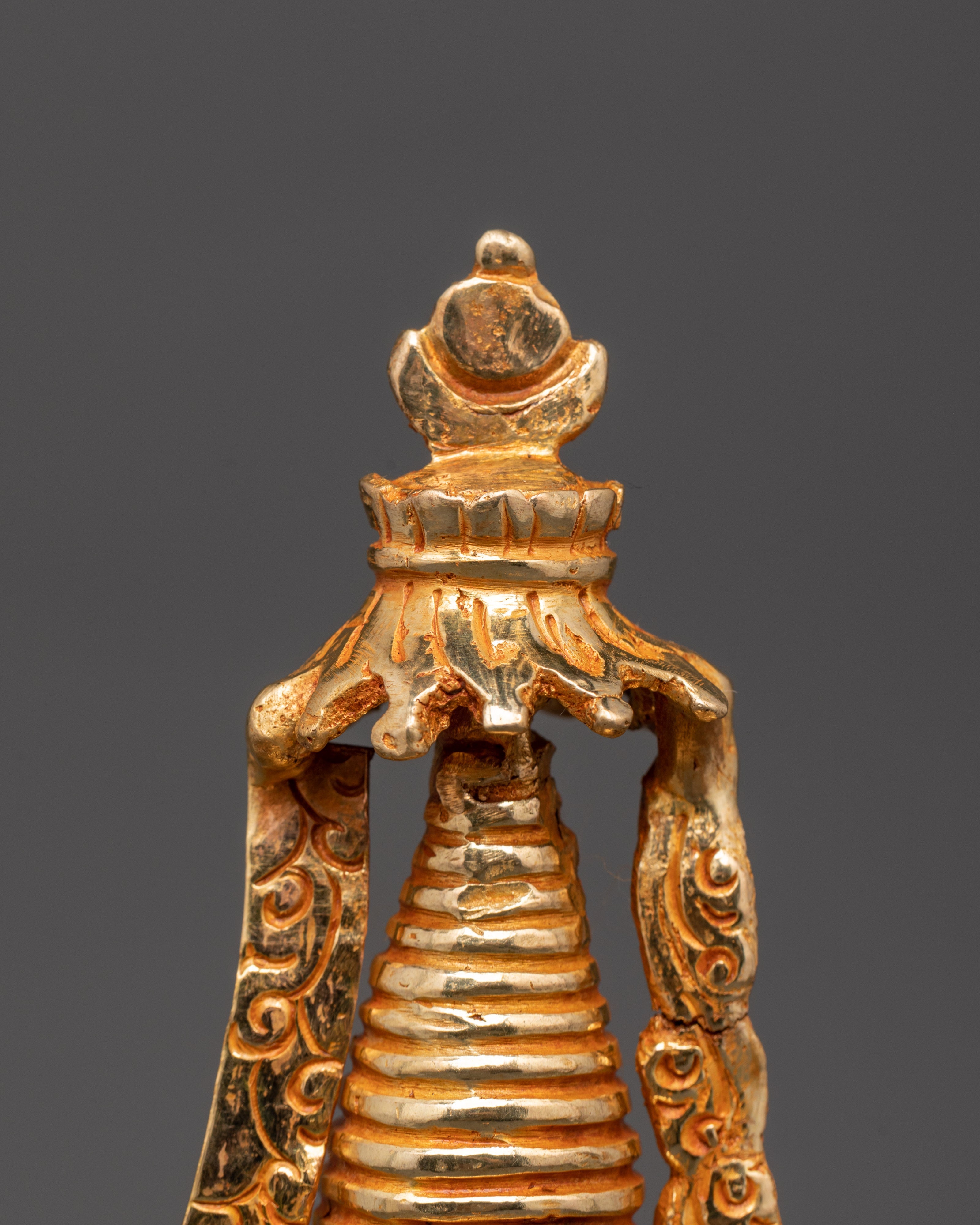 Handcrafted Gold-Plated Tibetan Stupa | Tibetan Ritual Shrine