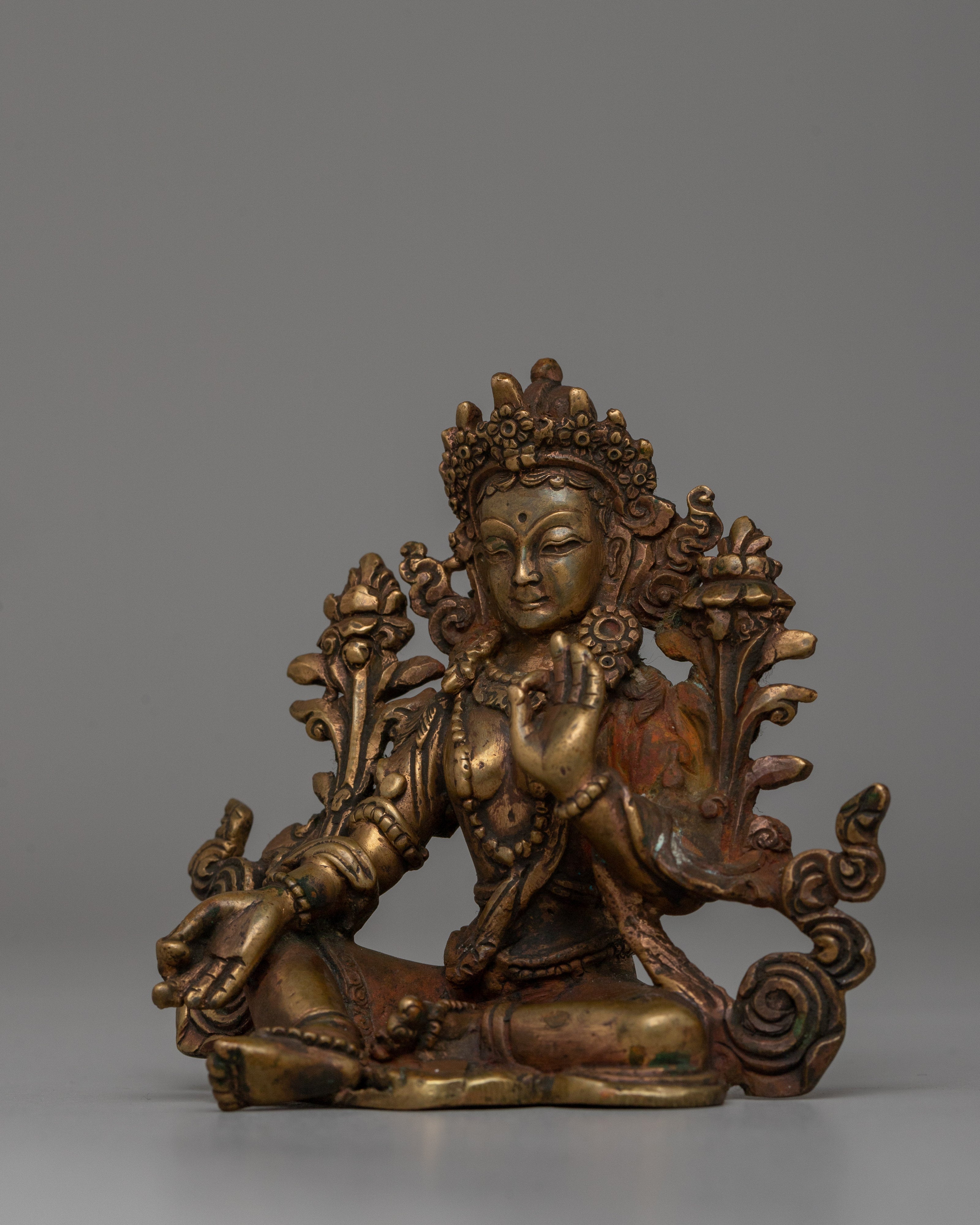 Handcarved Goddess Green Tara Figure | The Mother of Liberation
