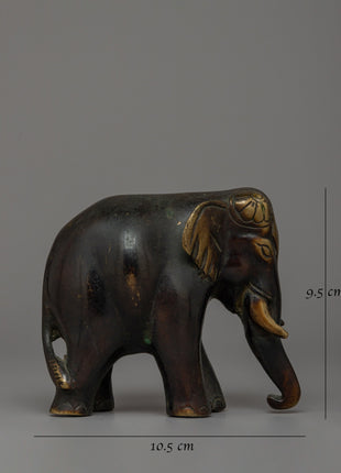 Small Bronze Elephant Statue | Handmade Decorative Statue for Desk or Shelf