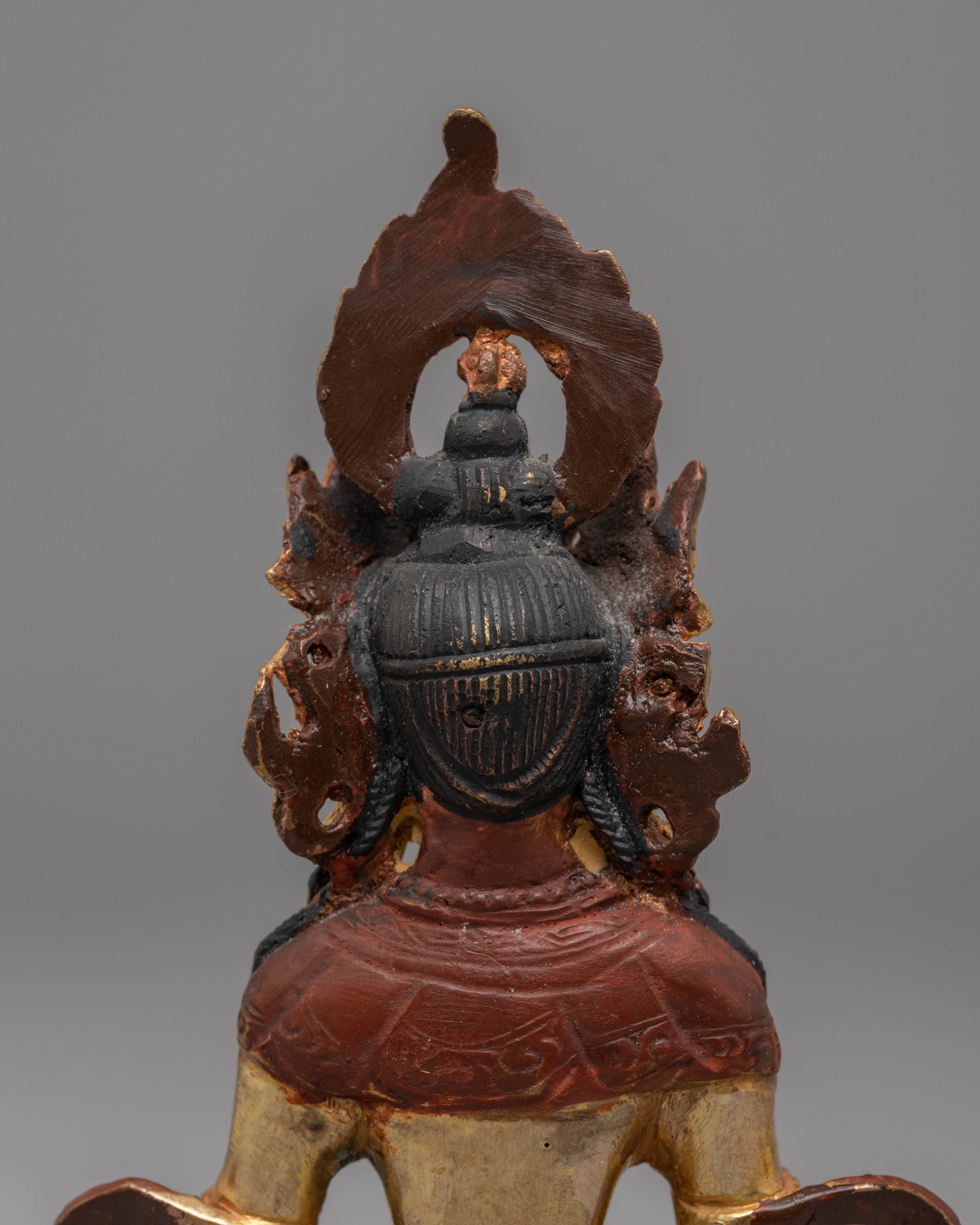 Handcrafted Mitrugpa Copper Statue with 24K Gold Gilding and Acrylic Color