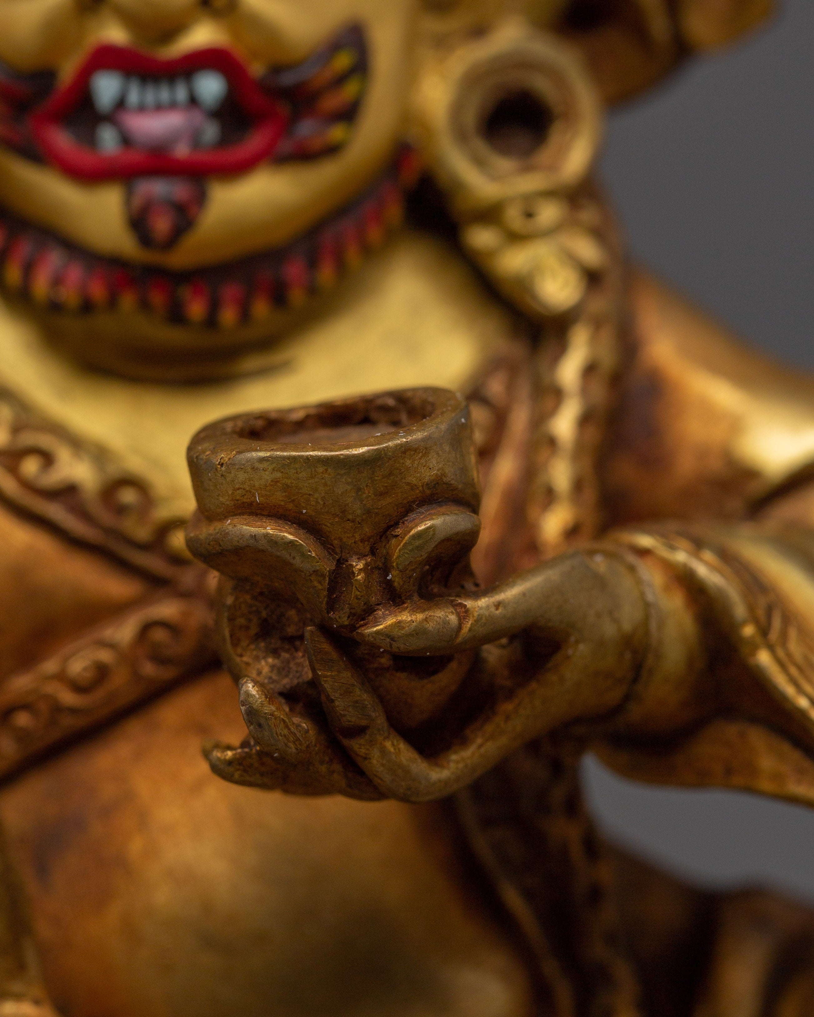 Mahakala Bernagchen Statue in 24K Gold | Handcrafted Buddhist Shrine Decor