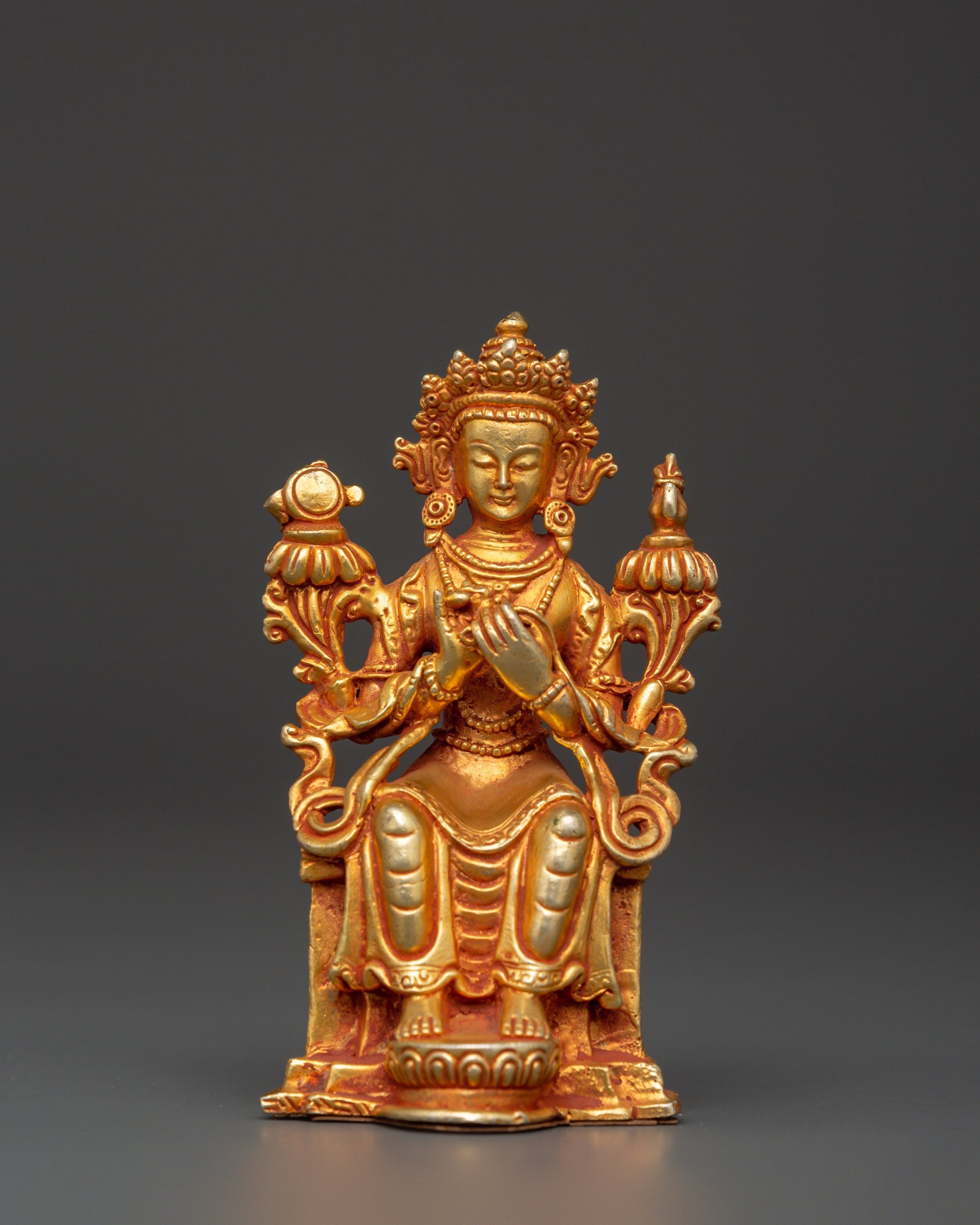 Tibetan Maitreya Buddha Figure | Gold-Plated Seated Statue