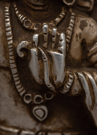 Manjushri Buddha Ghau Box in Silver | Wisdom and Enlightenment