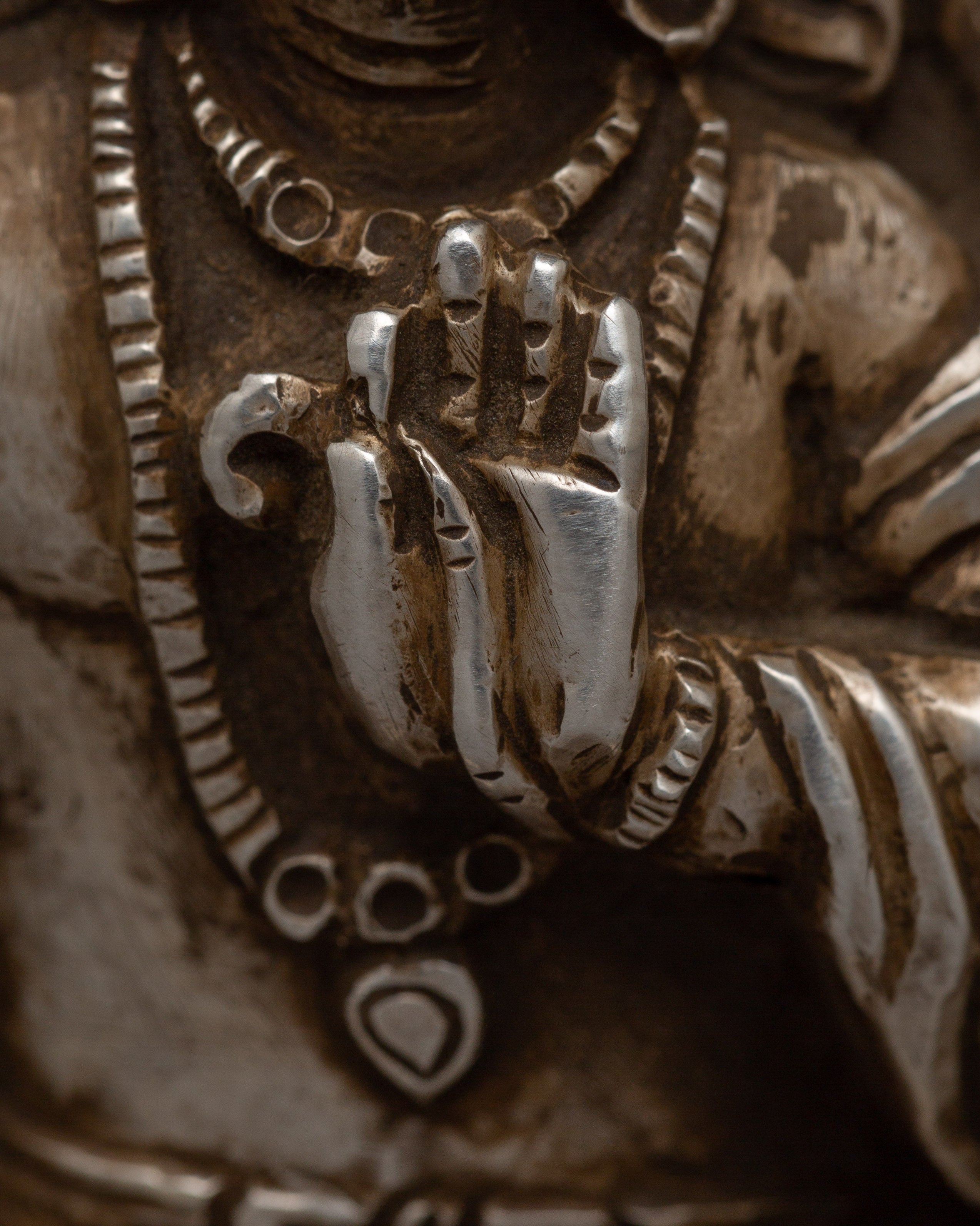 Manjushri Buddha Ghau Box in Silver | Wisdom and Enlightenment