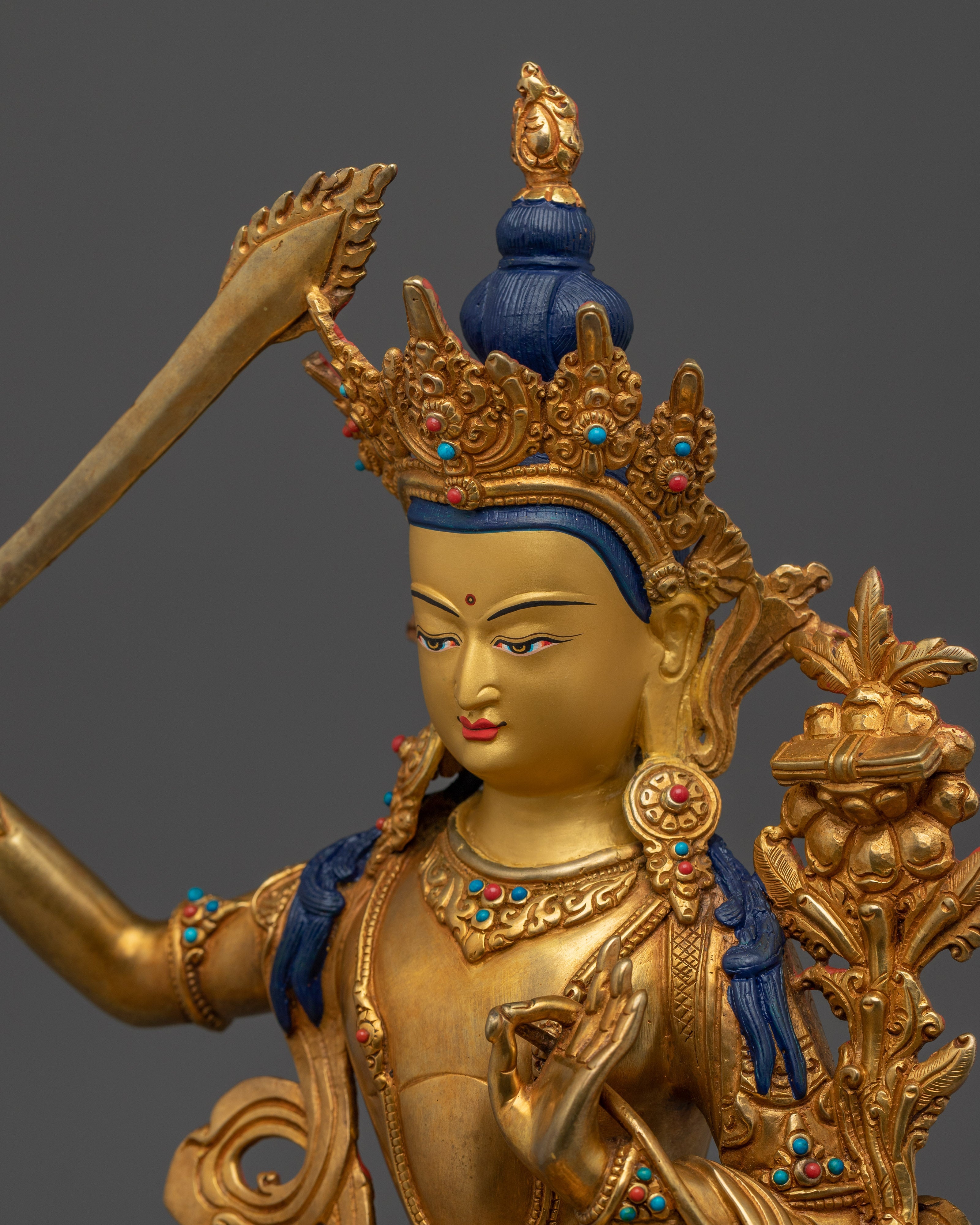 Enlightenment Deity Manjushri Sculpture | Sword-Wielding Wisdom Deity