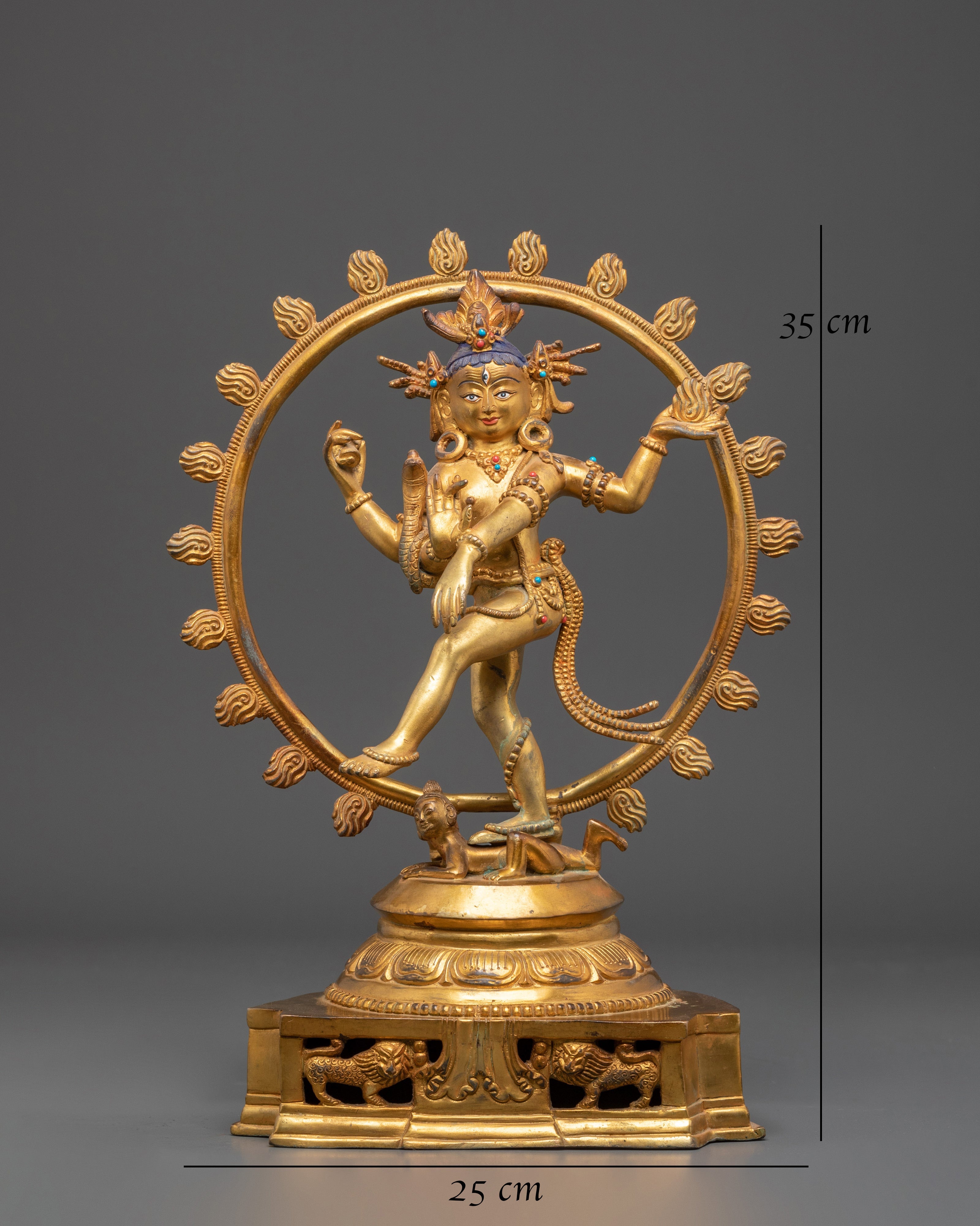 Divine Nataraj Dancing Statue | Gold Plated Copper Hindu God Sculpture