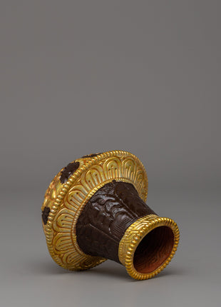 Handcrafted Traditional Brocade Thangka Stick Cap | Tibetan Buddhist Ritual Accessory