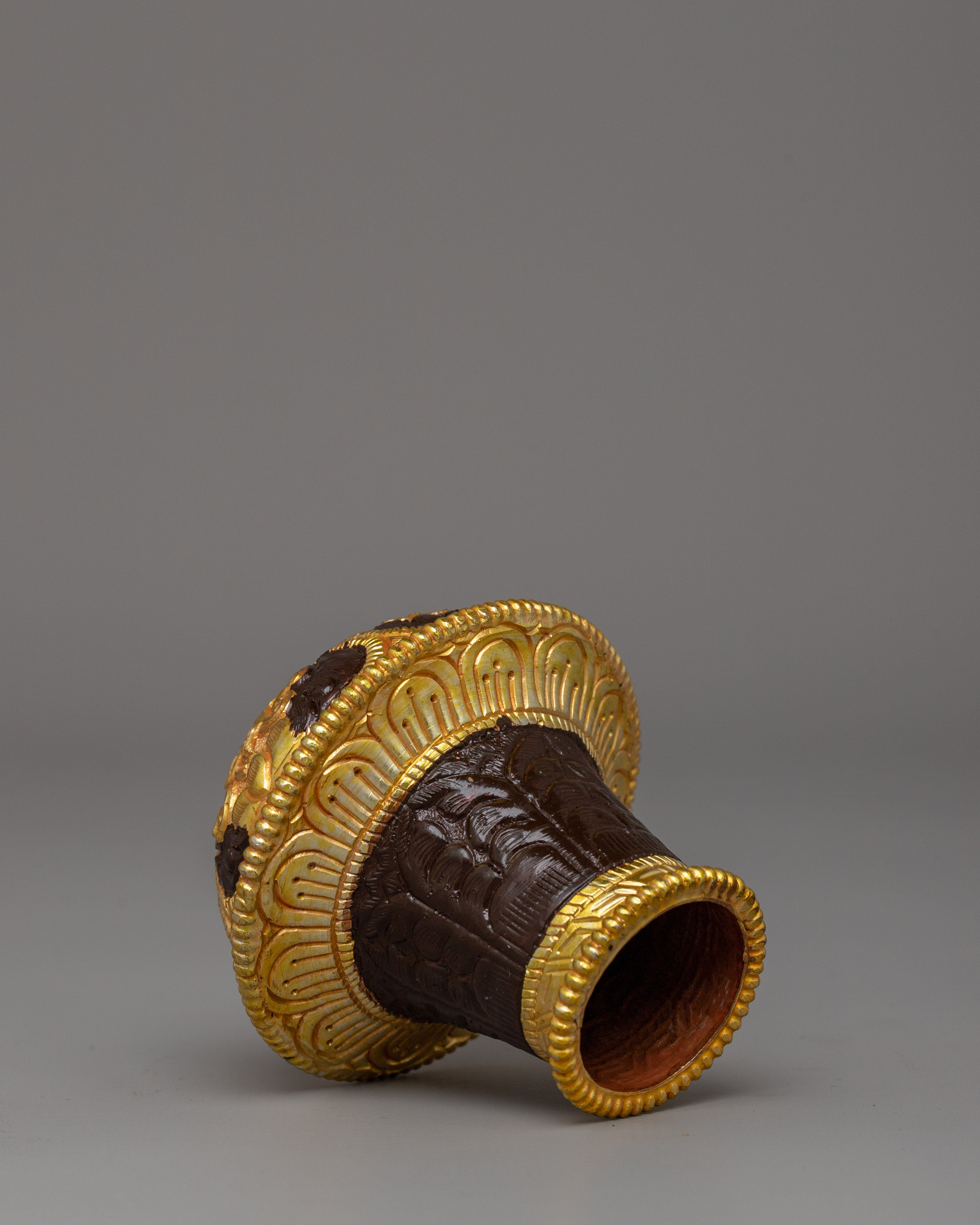 Handcrafted Traditional Brocade Thangka Stick Cap | Tibetan Buddhist Ritual Accessory