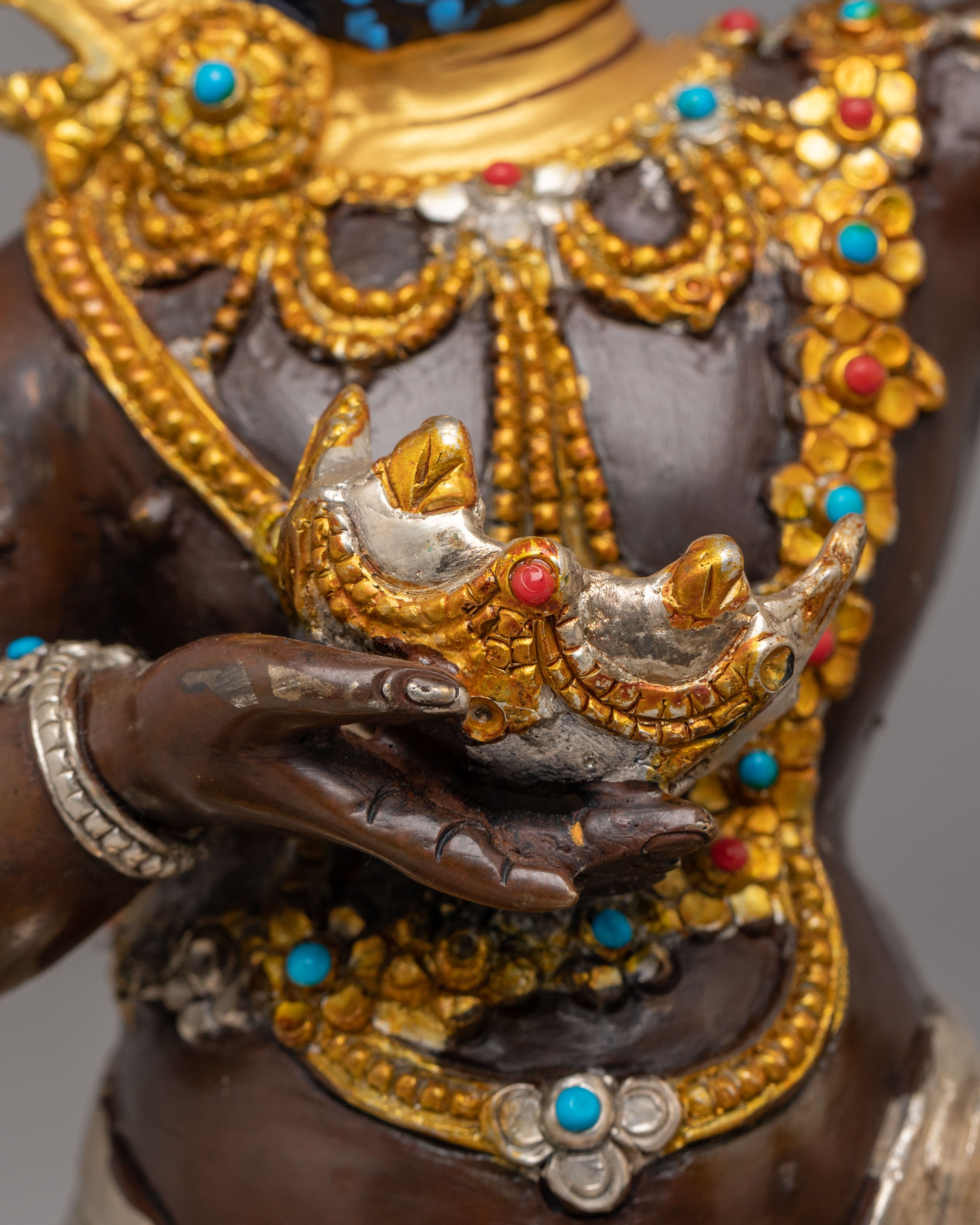Mahasiddha Virupa Statue | 24K Gold Plated Buddhist Meditation Sculpture